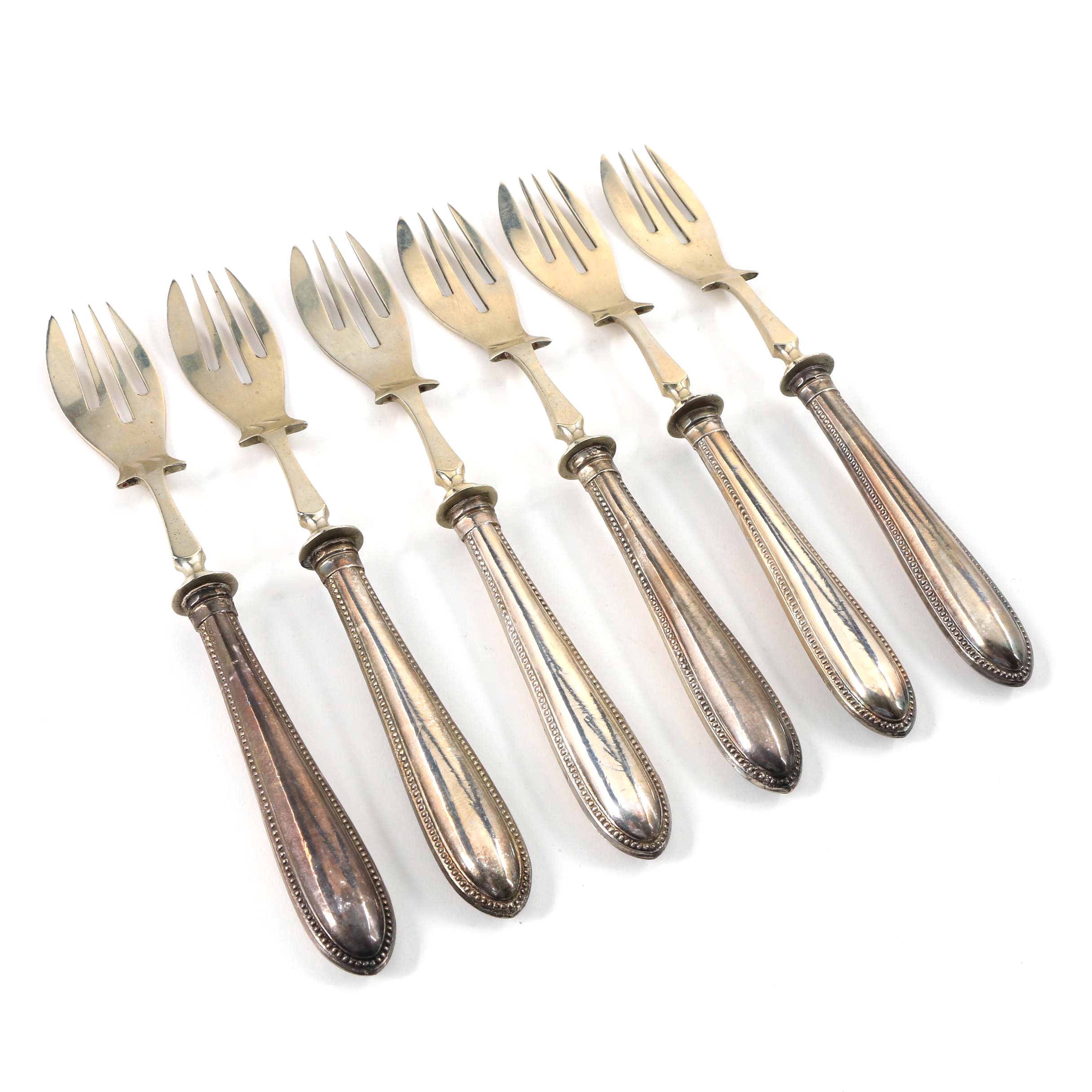 Vintage German 800 Silver Fish Forks, Set of Six