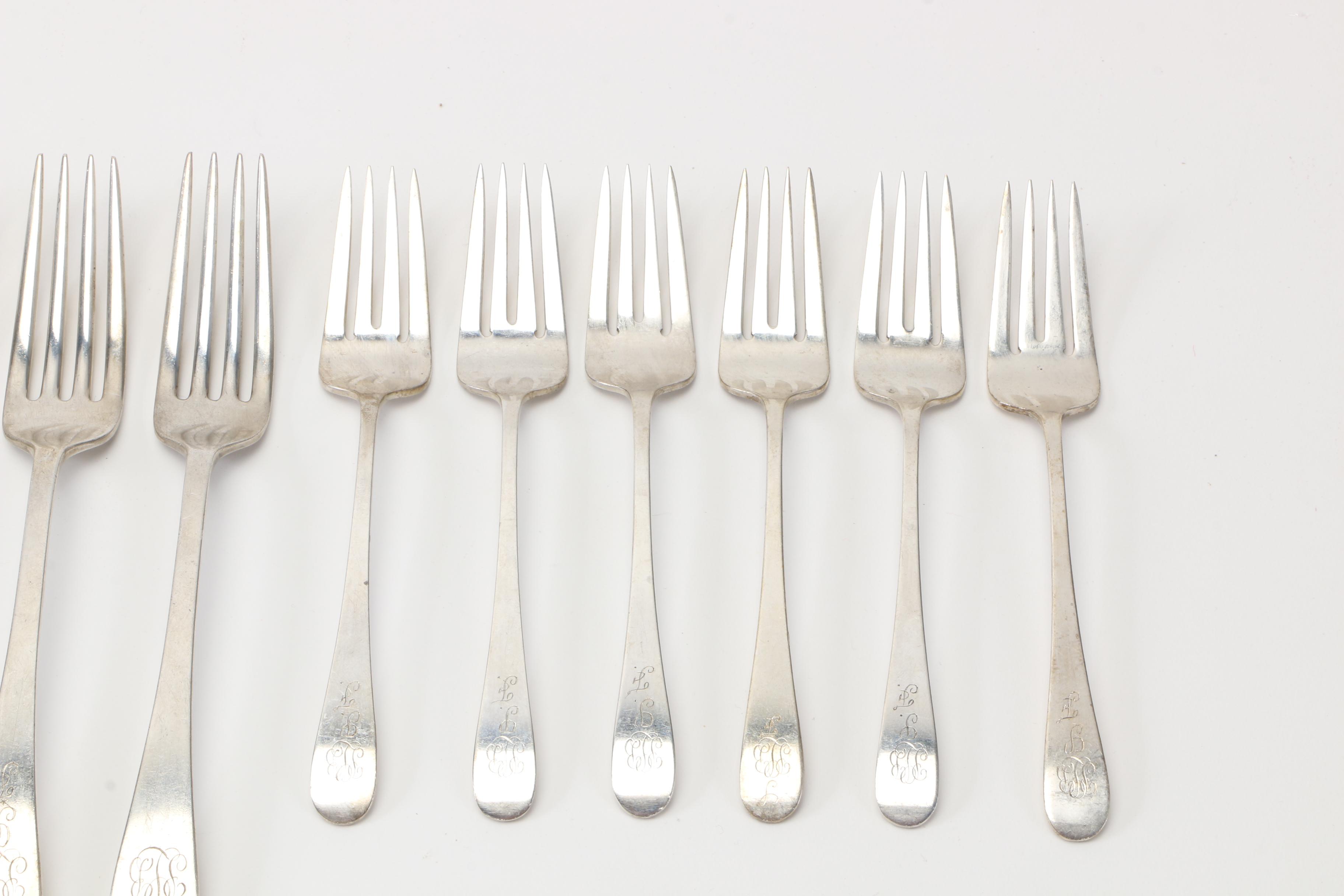 Gorham Monogrammed Sterling Flatware for Six in the "Antique" Pattern
