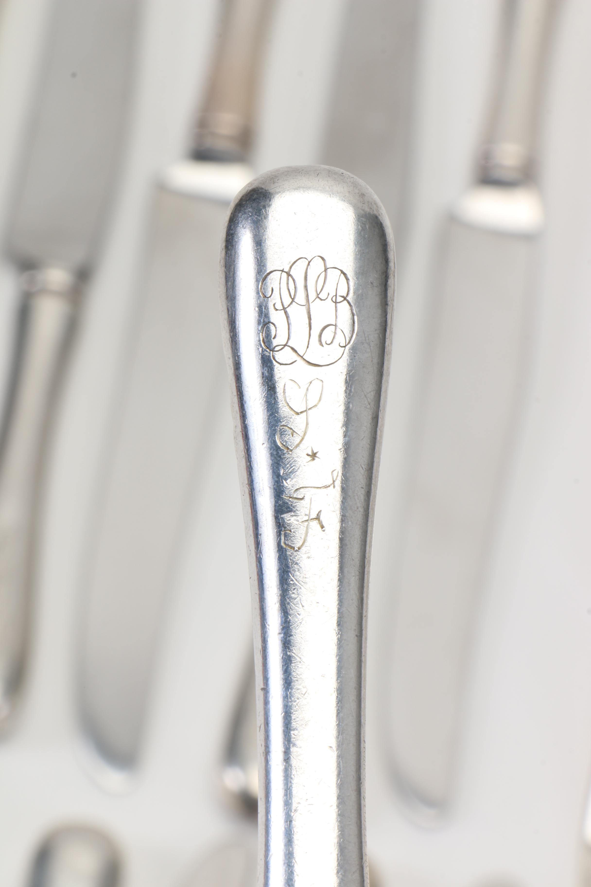 Gorham Monogrammed Sterling Flatware for Six in the "Antique" Pattern