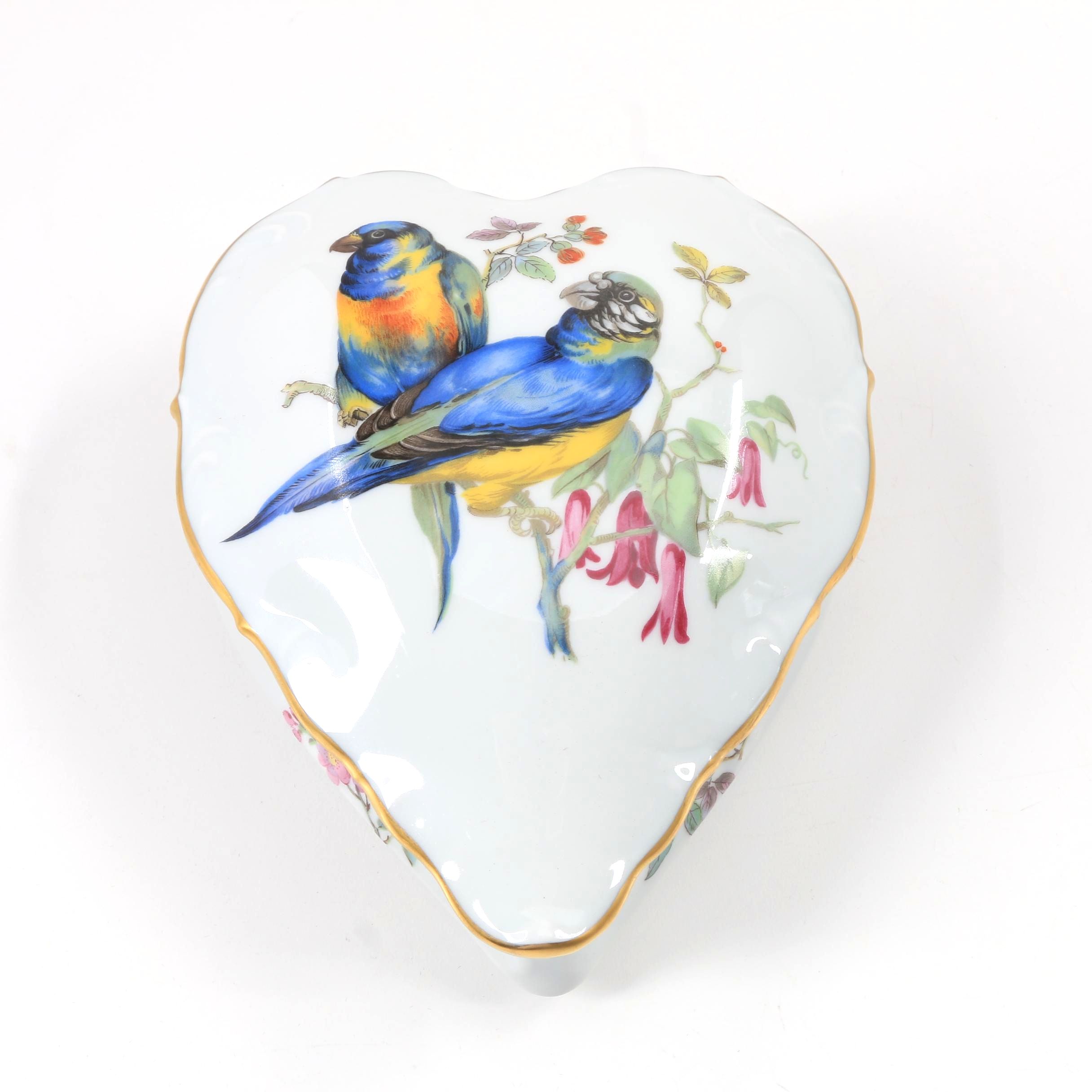 Limoges Porcelain Trinket Box With Parrot Theme