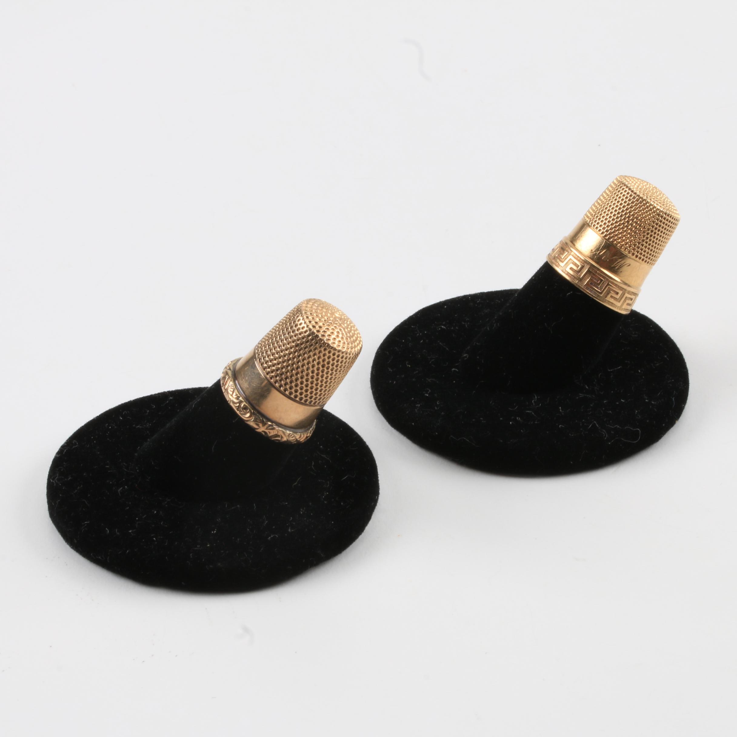 Pair of 14K Yellow Gold Thimbles