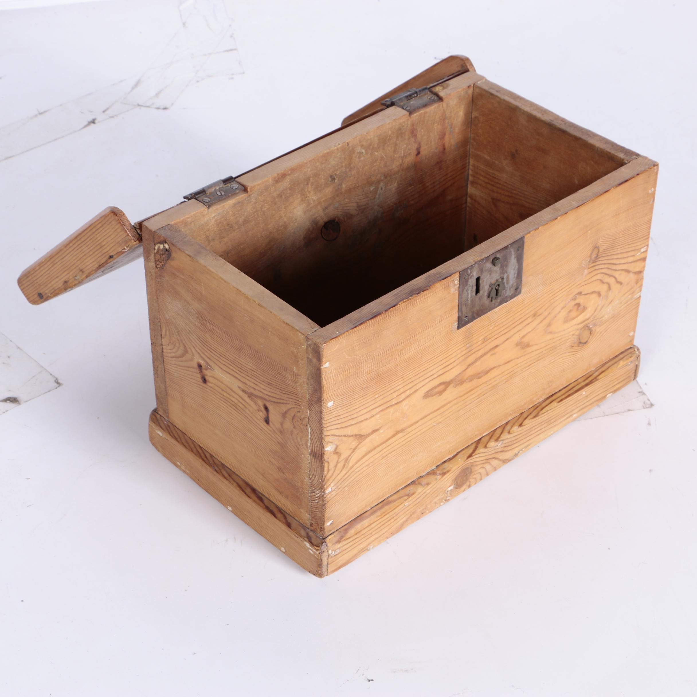 Antique Pine Storage Chest With Hinged Lid