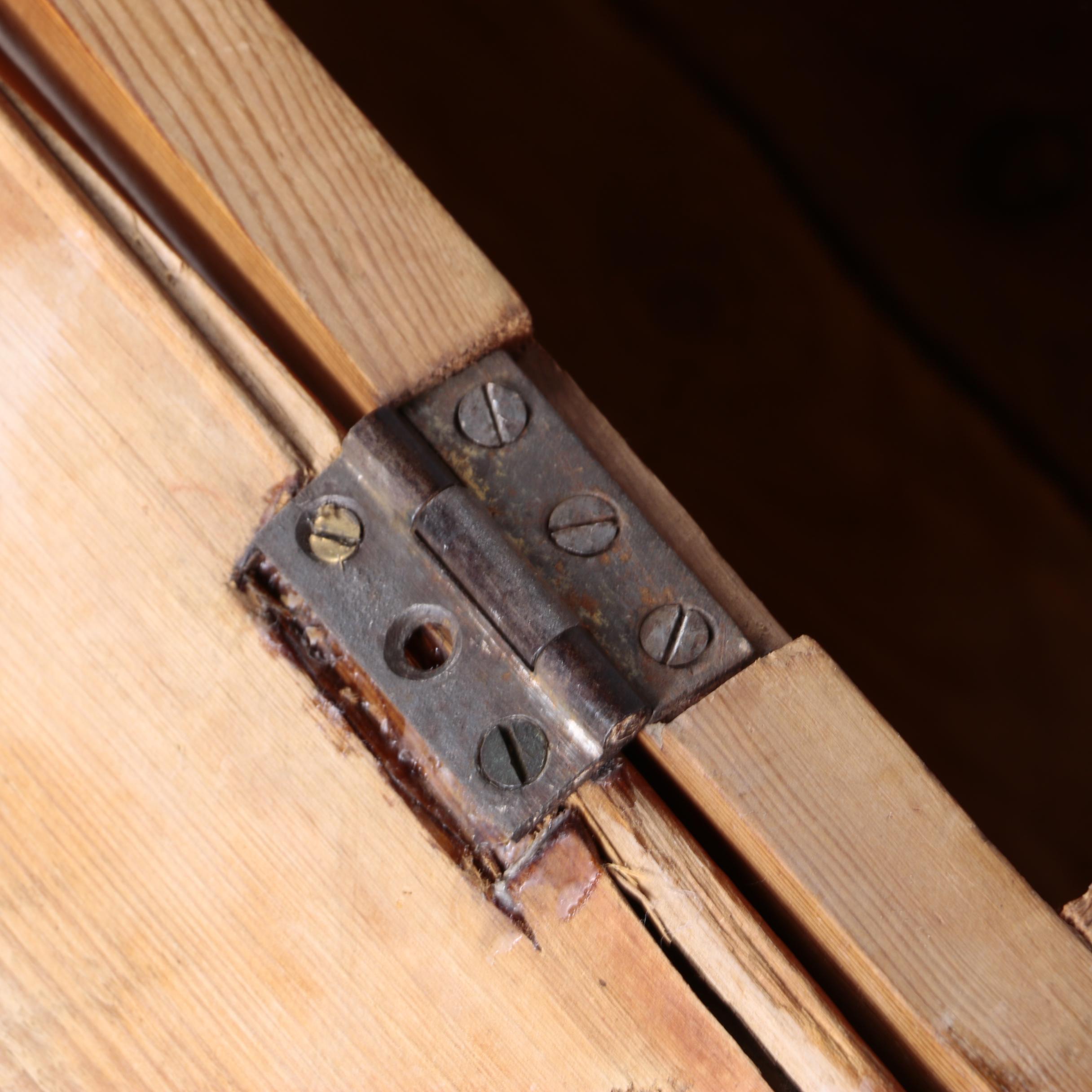 Antique Pine Storage Chest With Hinged Lid