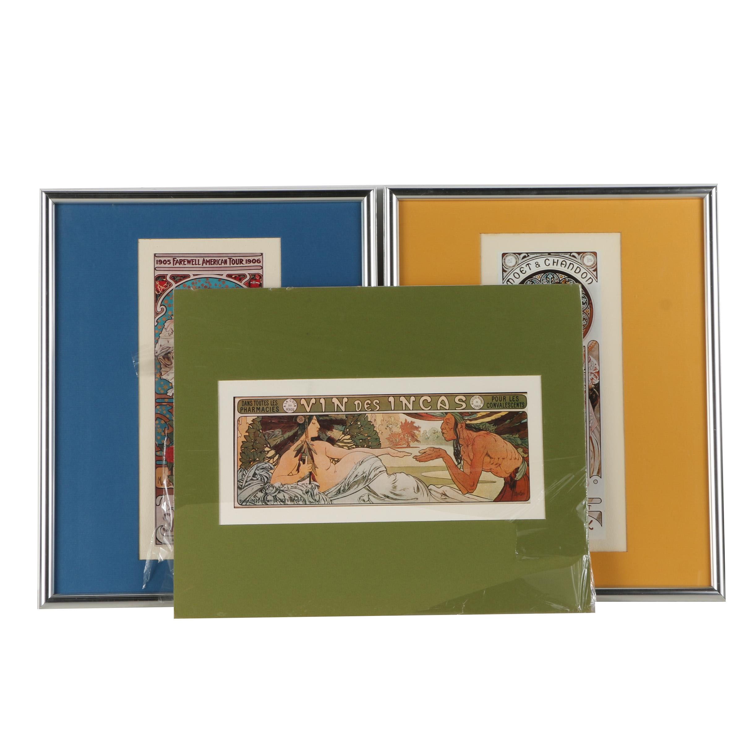 Offset Lithograph Posters After Alphonse Mucha Illustrations