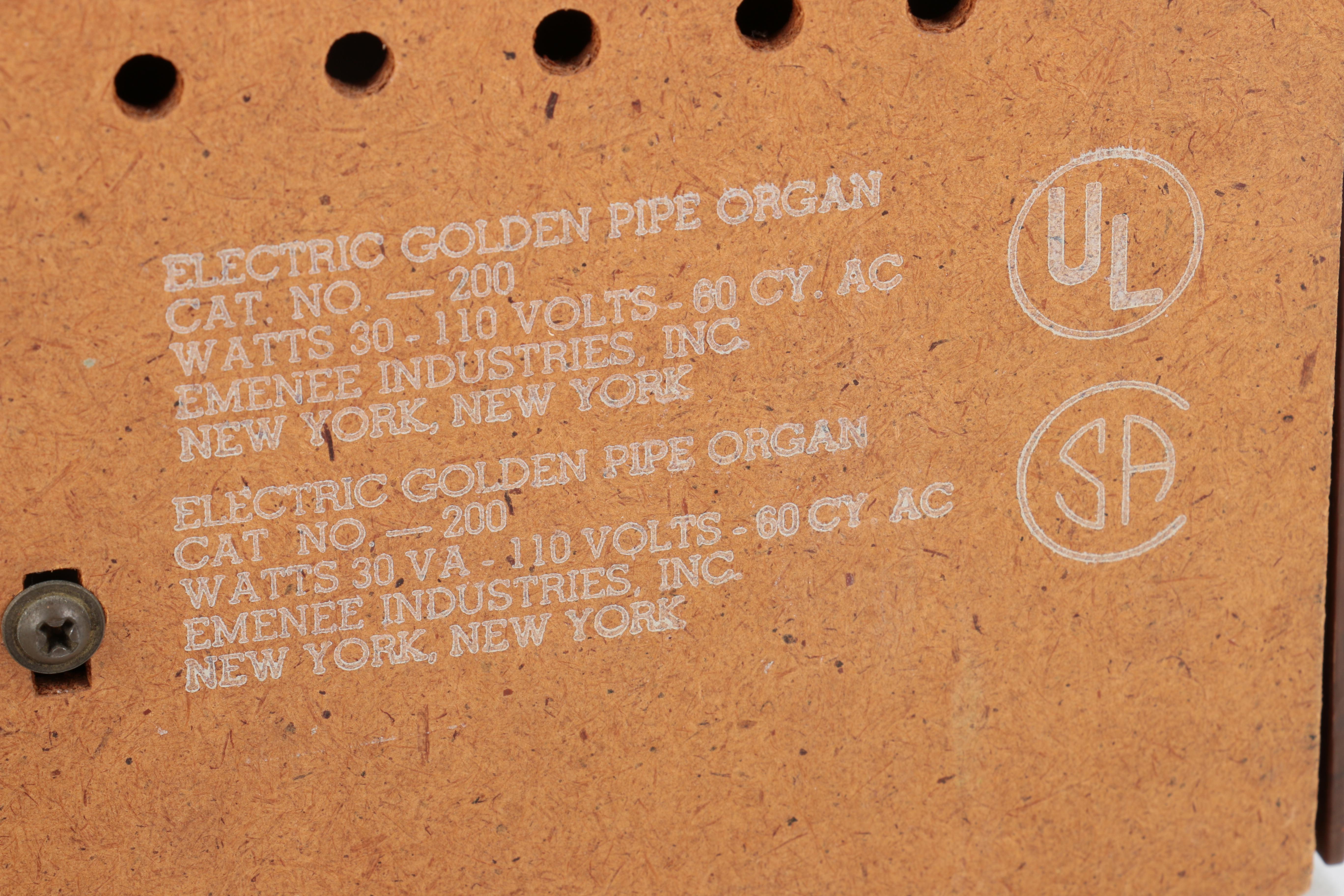 Vintage Emenee Electric Golden Pipe Organ