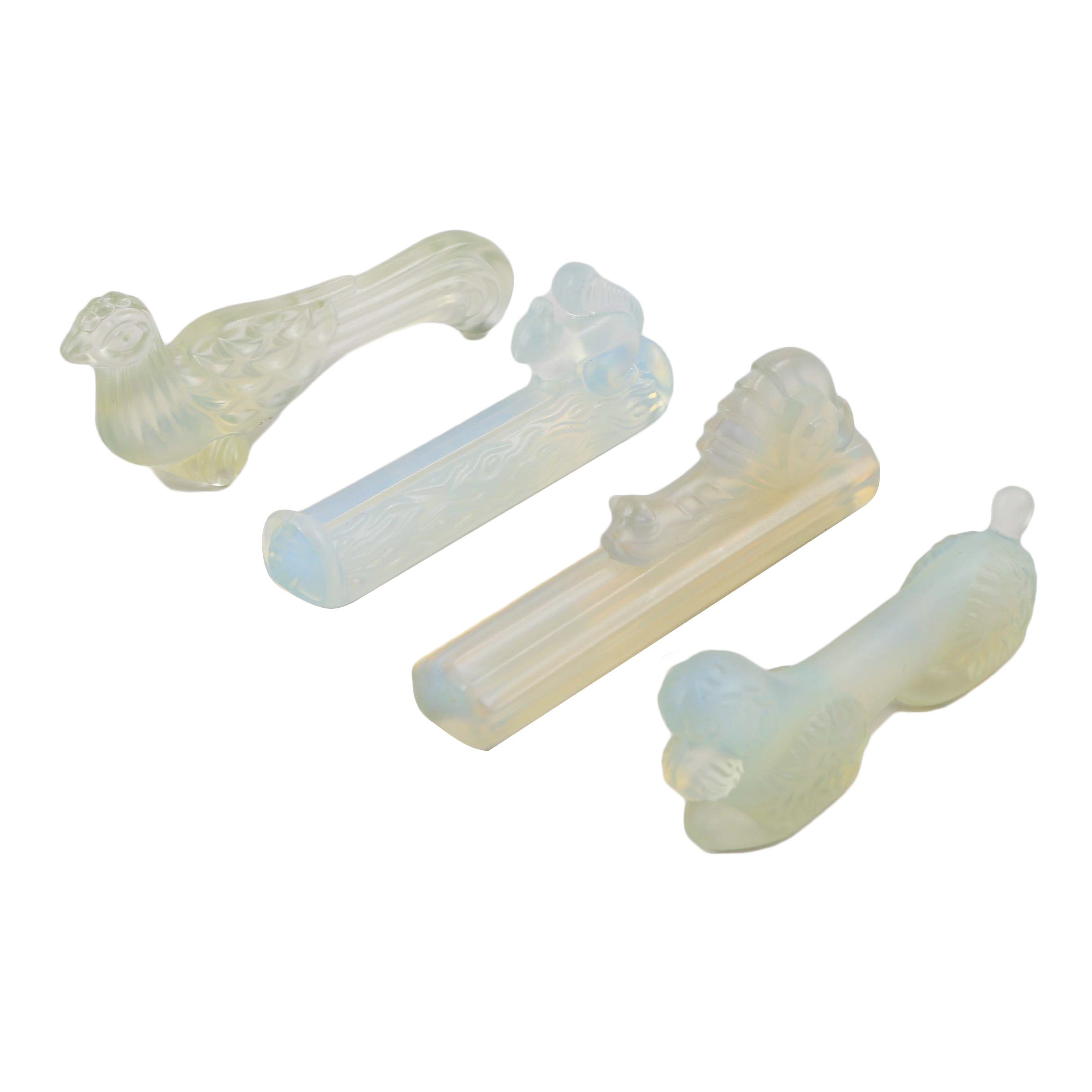 Four Sabino Opalescent Art Glass Anthropomorphic  Knife Rests
