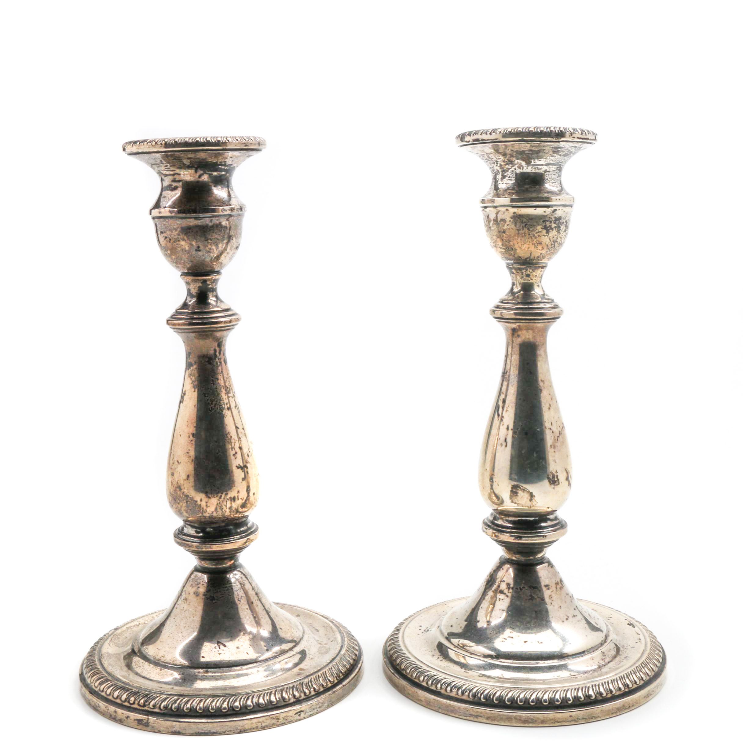 Pair of Vintage Mueck-Carey Co. Weighted Sterling Candlesticks
