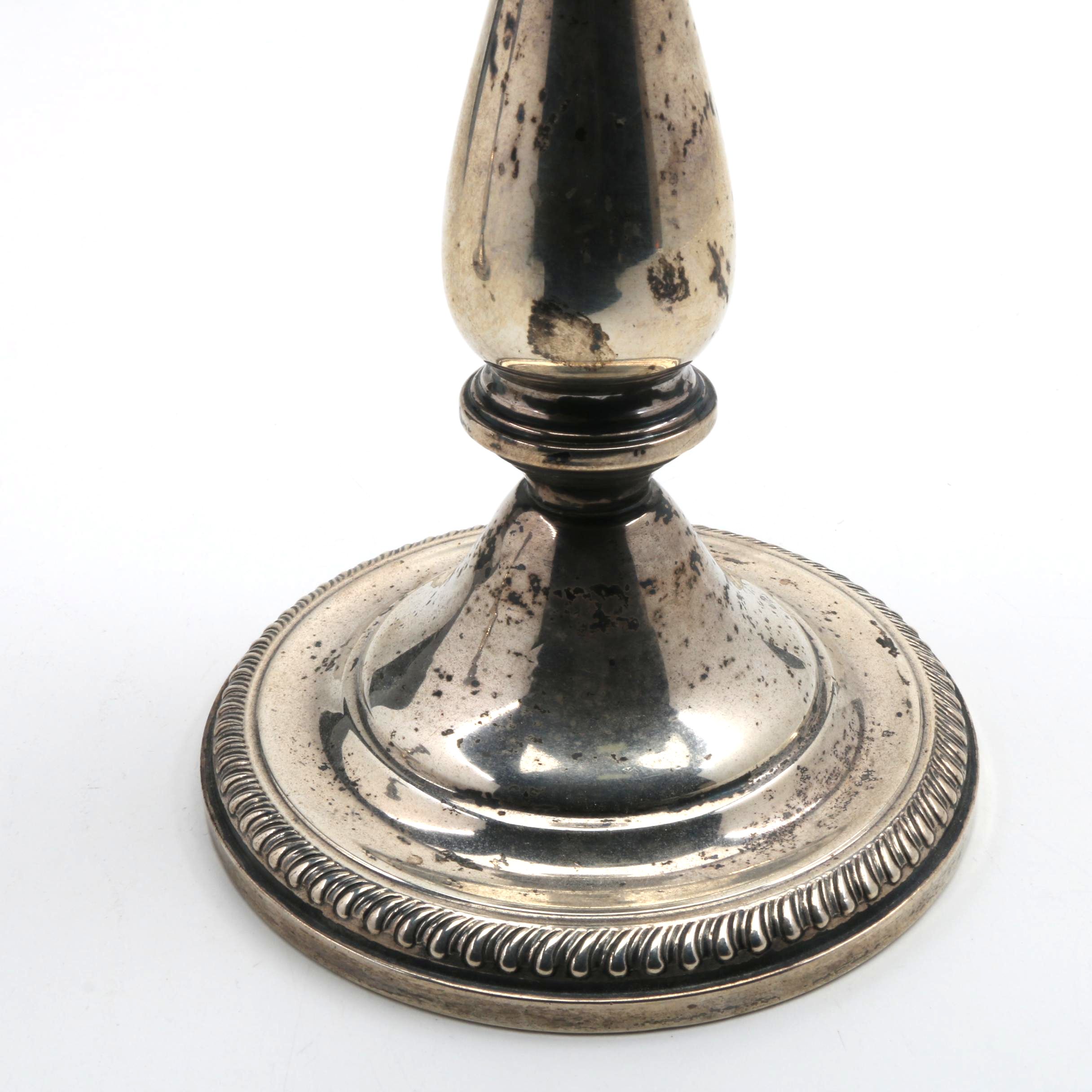 Pair of Vintage Mueck-Carey Co. Weighted Sterling Candlesticks