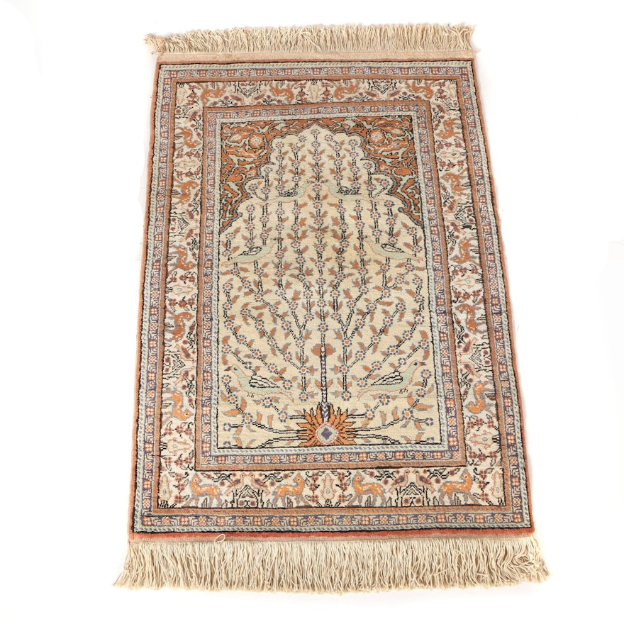 Hand-Knotted Turkish Pictorial Prayer Rug