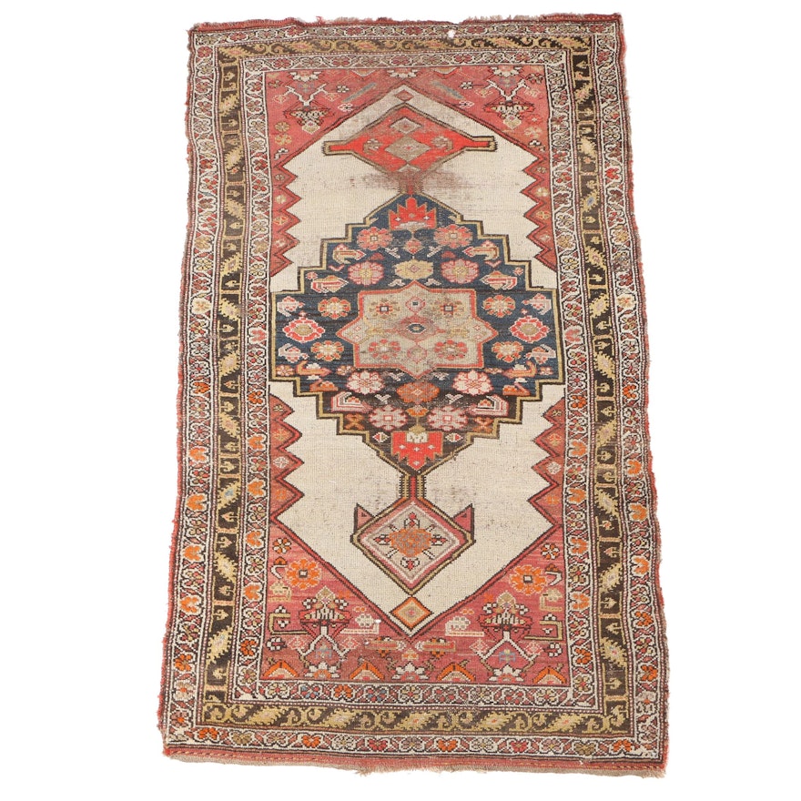 Antique Hand-Knotted Turkish Area Rug