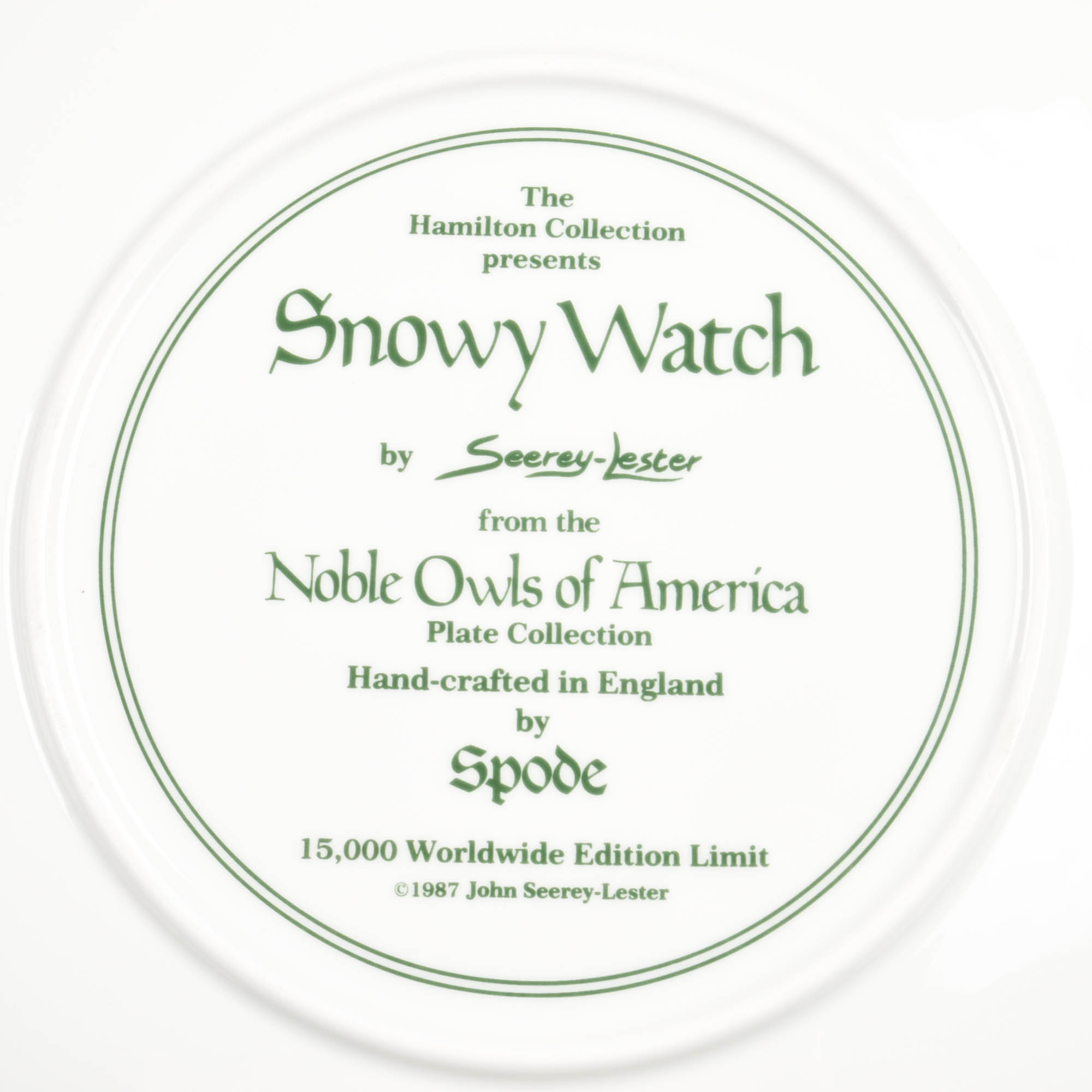 Collectible Owl Plate Collection Including Spode and Hamilton Collection