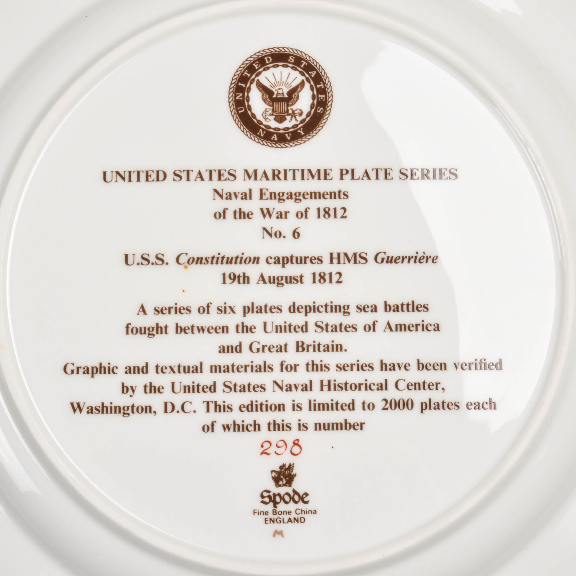 Spode "United States Maritime Naval Engagements of the War of 1812" Plate Series