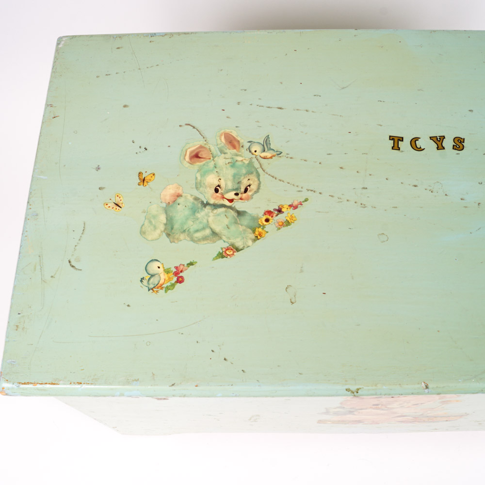Vintage Painted Wood Toy Box