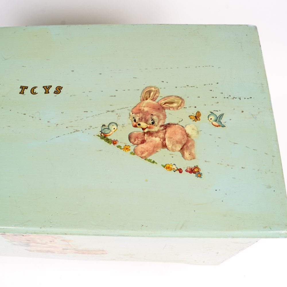 Vintage Painted Wood Toy Box