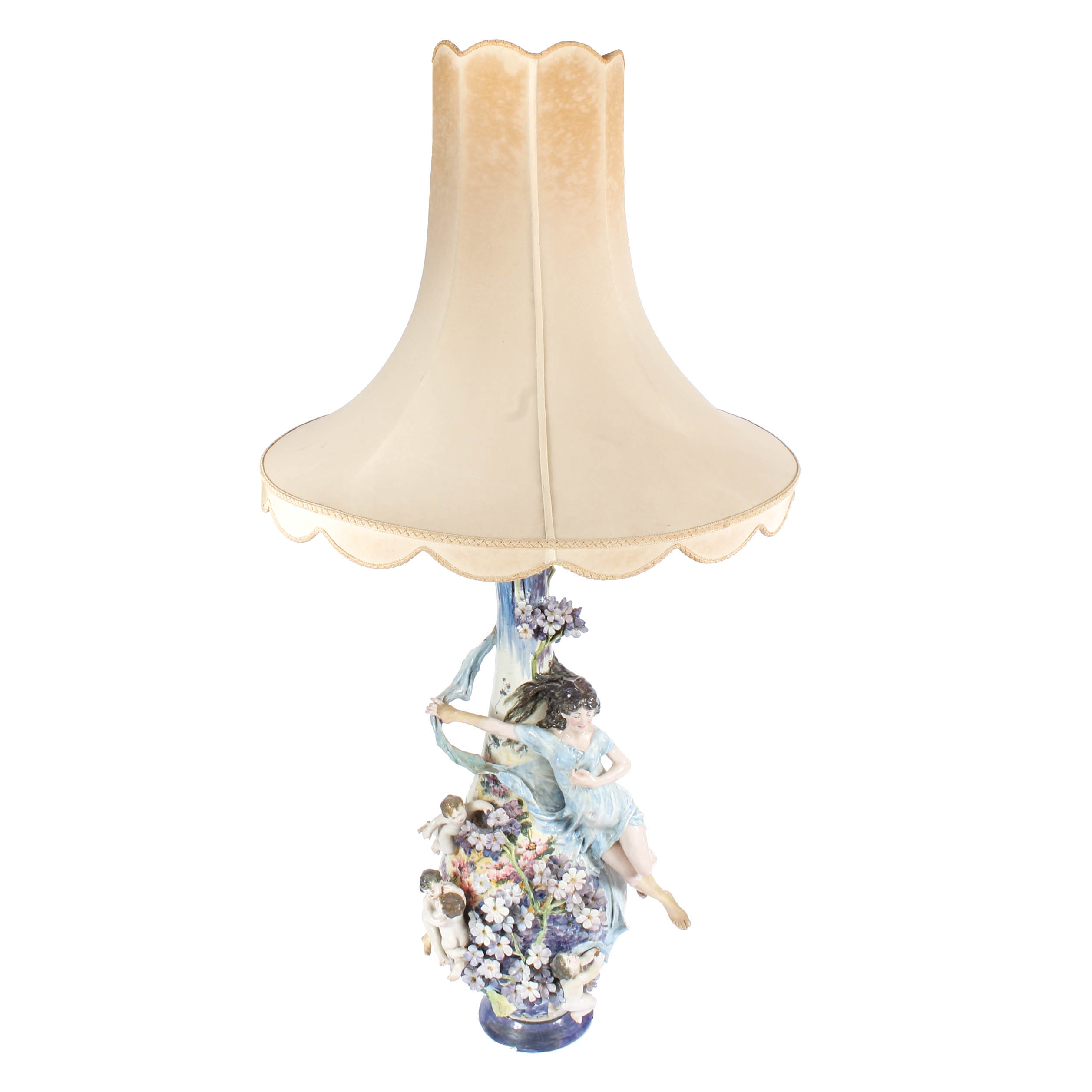 Modern Dresden-Style Hand Painted Ceramic Lamp