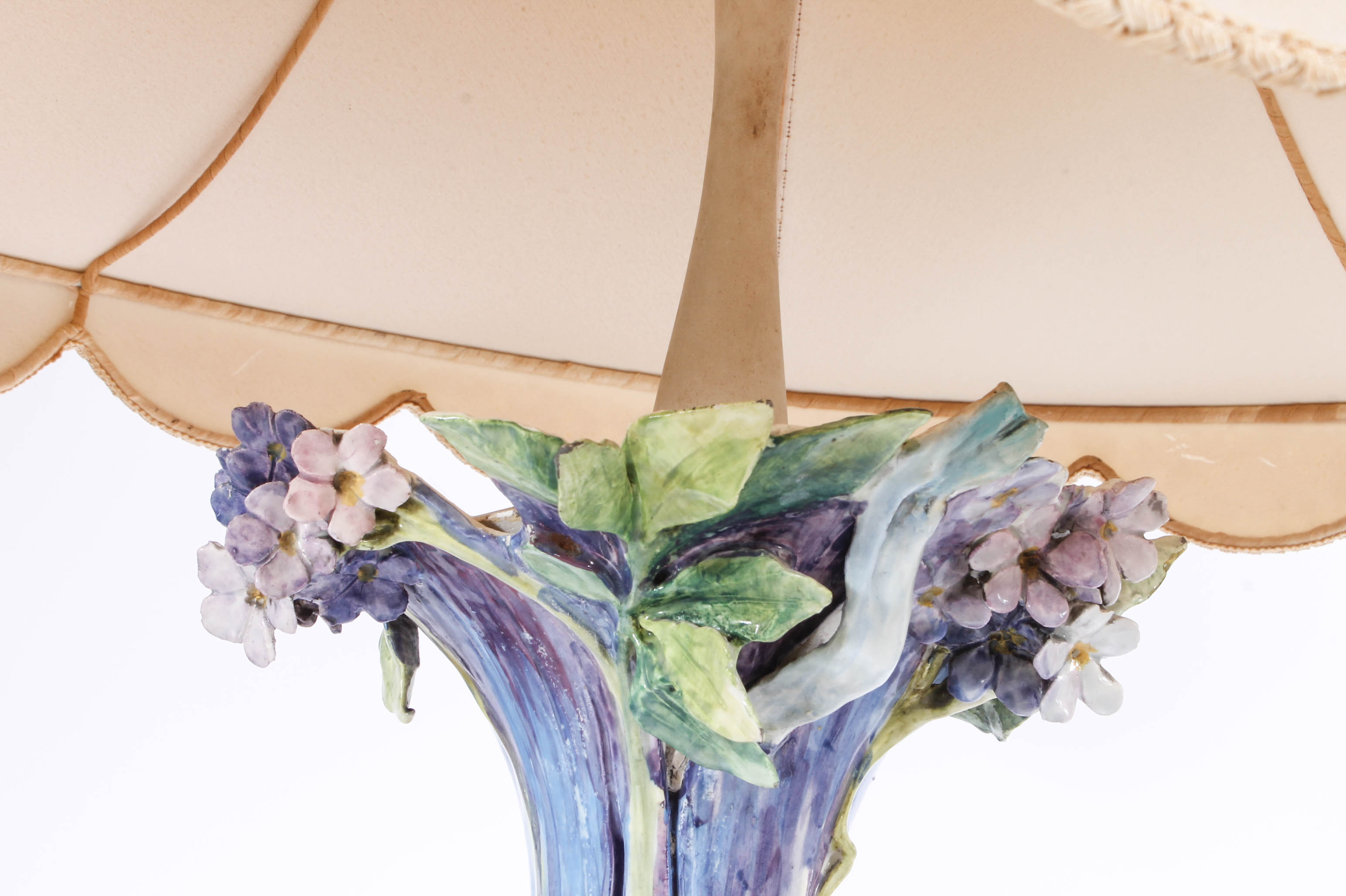 Modern Dresden-Style Hand Painted Ceramic Lamp