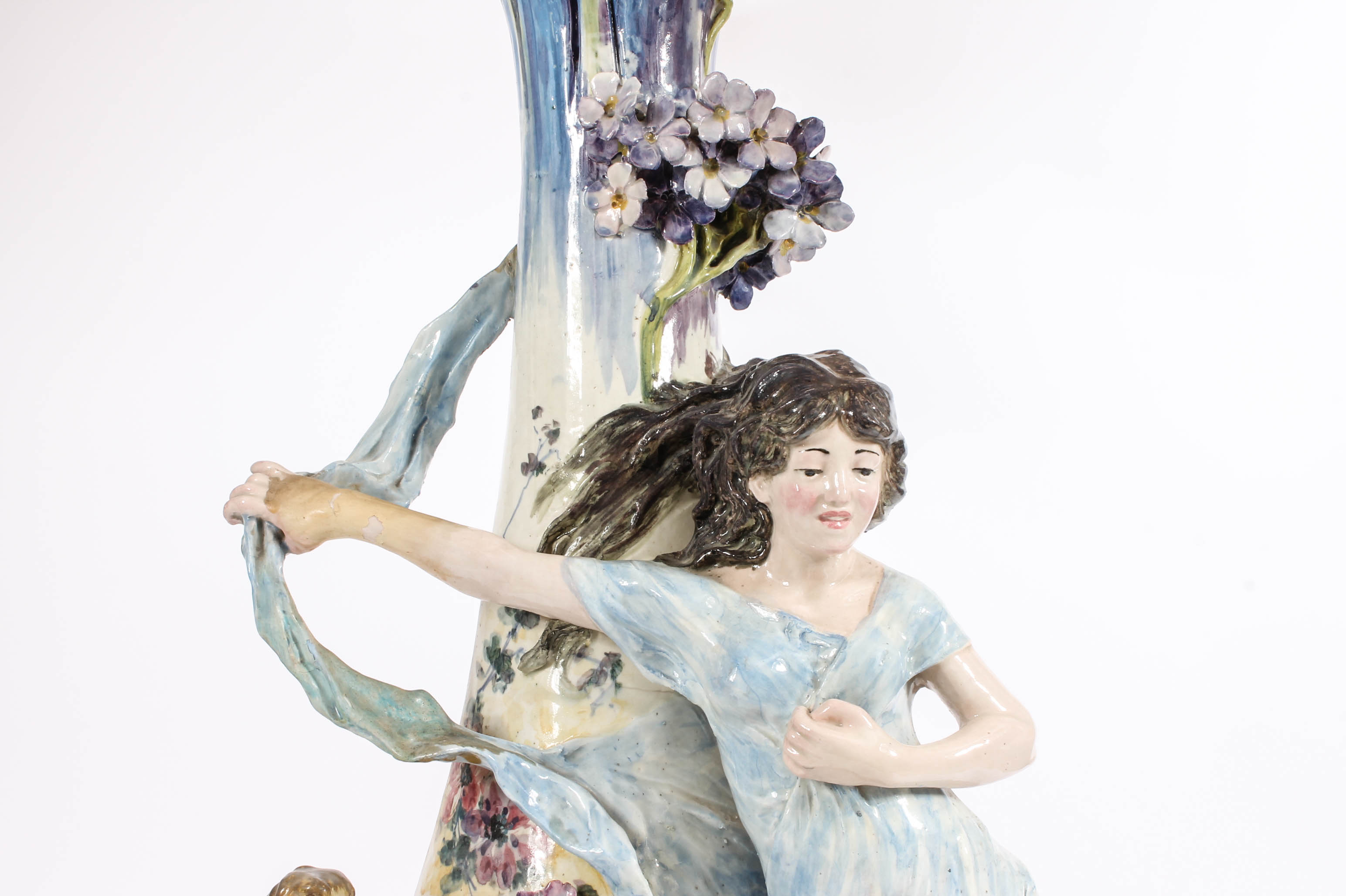 Modern Dresden-Style Hand Painted Ceramic Lamp