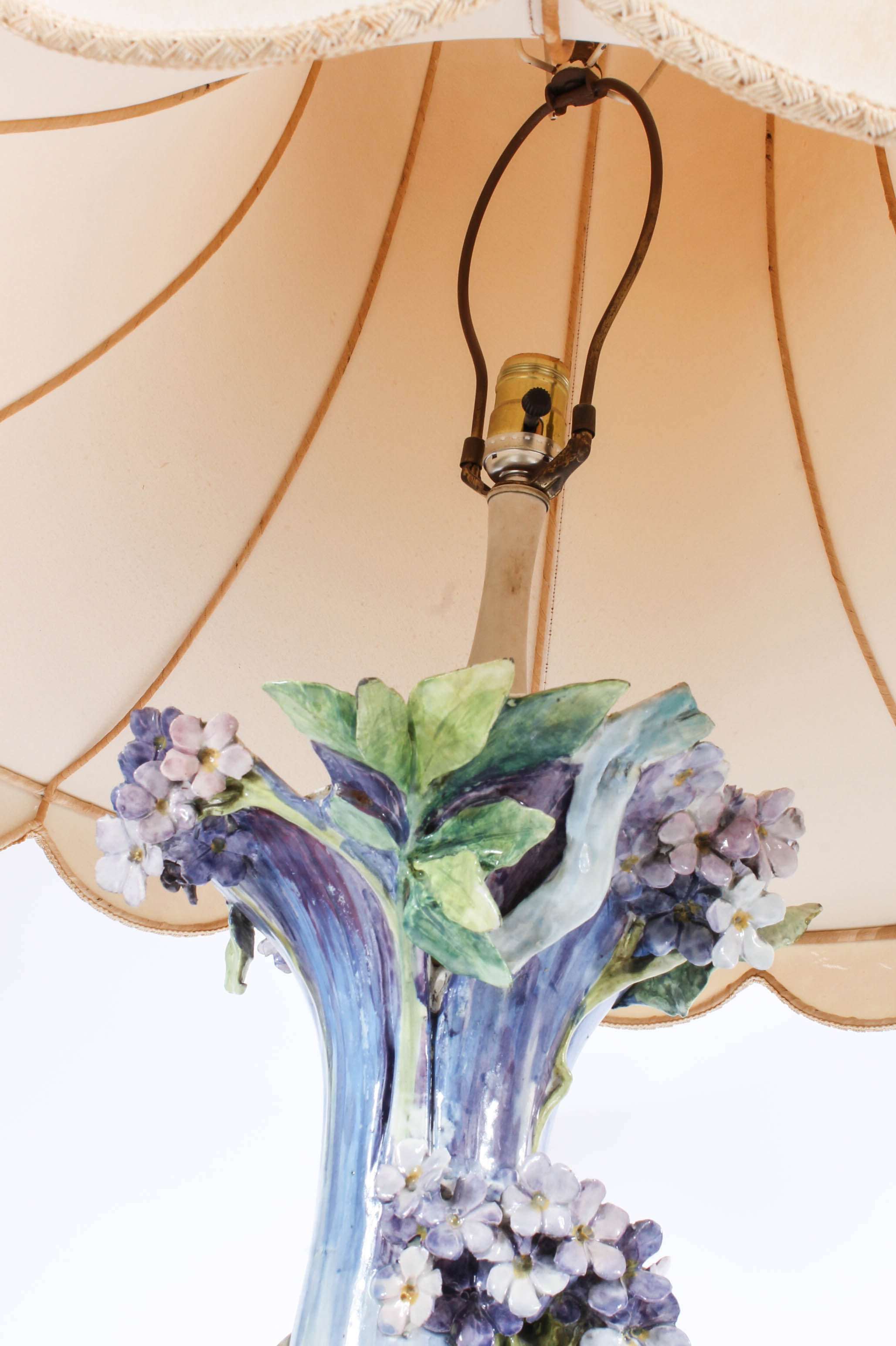 Modern Dresden-Style Hand Painted Ceramic Lamp