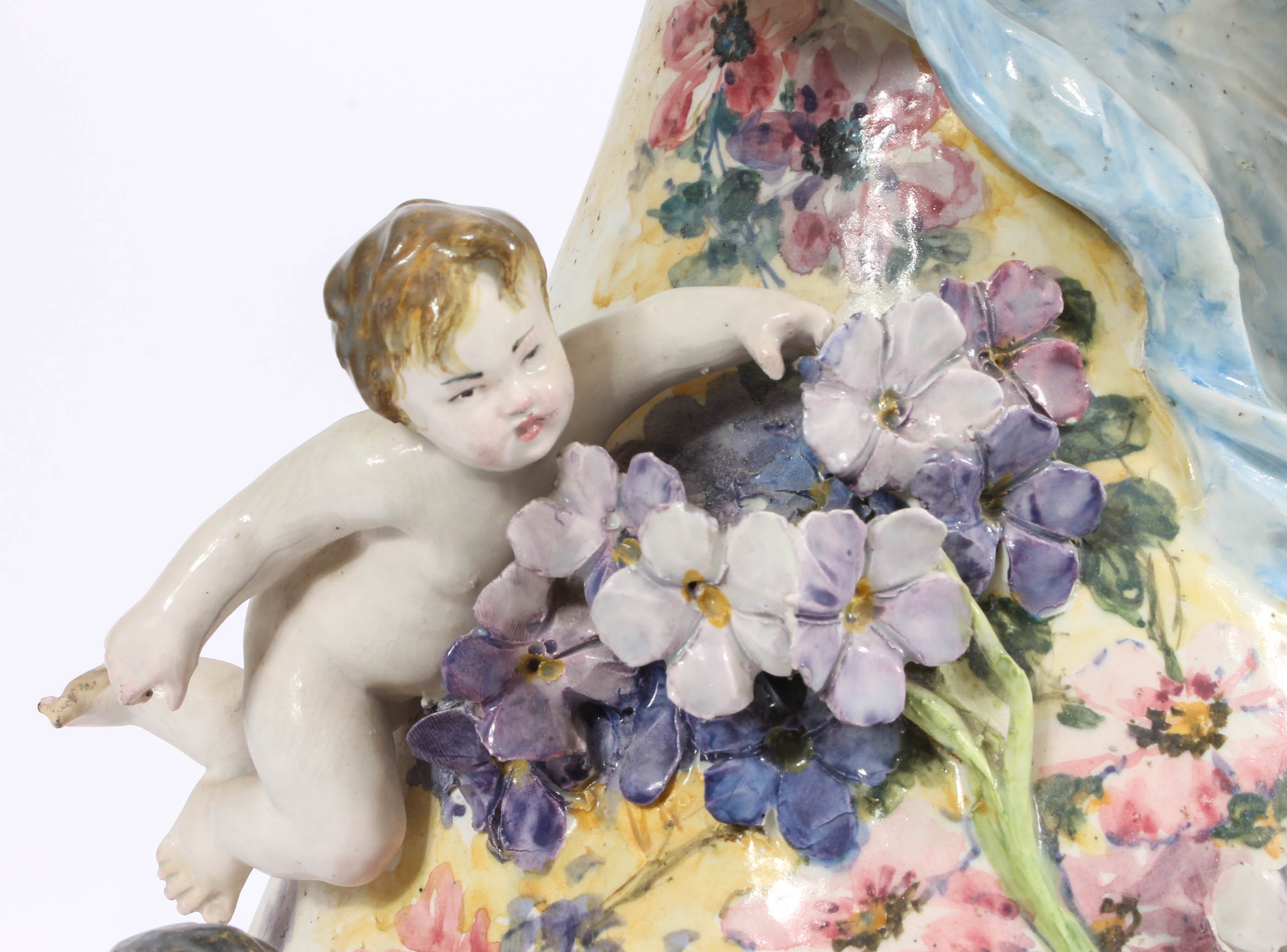 Modern Dresden-Style Hand Painted Ceramic Lamp