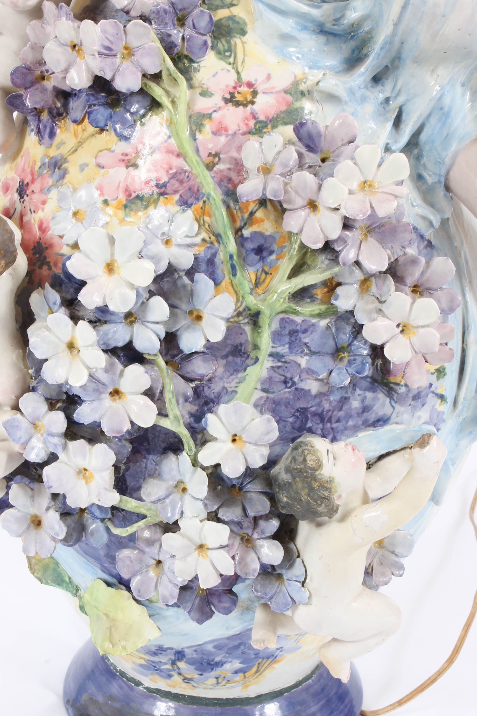 Modern Dresden-Style Hand Painted Ceramic Lamp