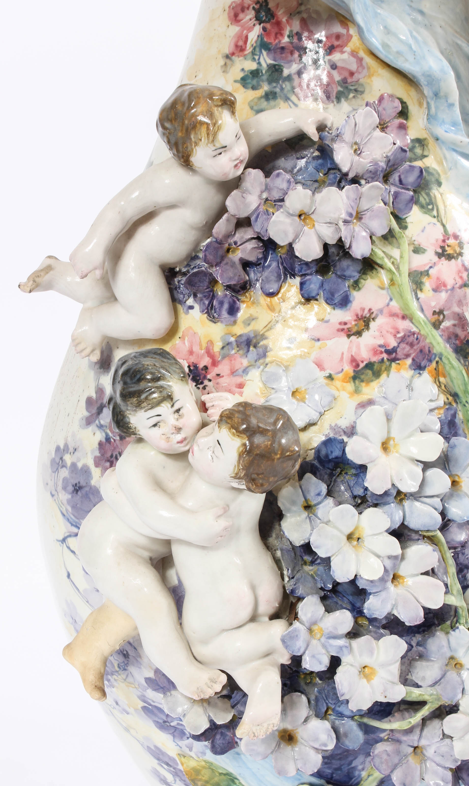 Modern Dresden-Style Hand Painted Ceramic Lamp