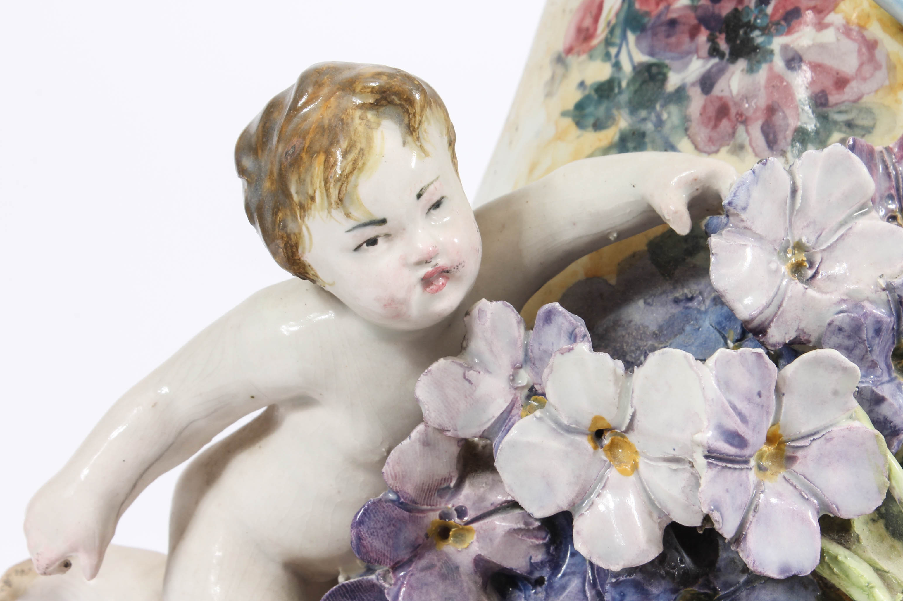 Modern Dresden-Style Hand Painted Ceramic Lamp