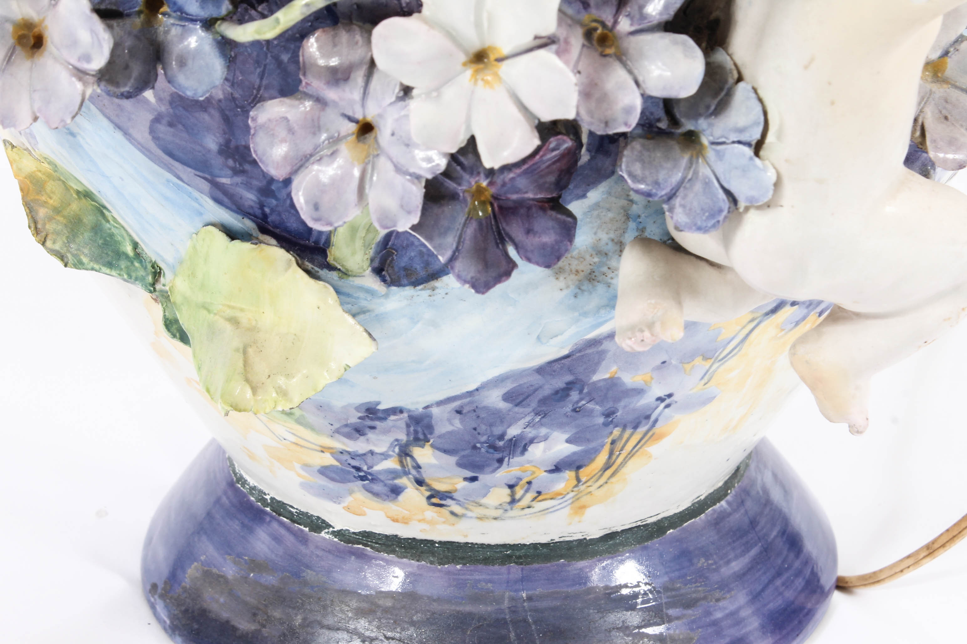 Modern Dresden-Style Hand Painted Ceramic Lamp