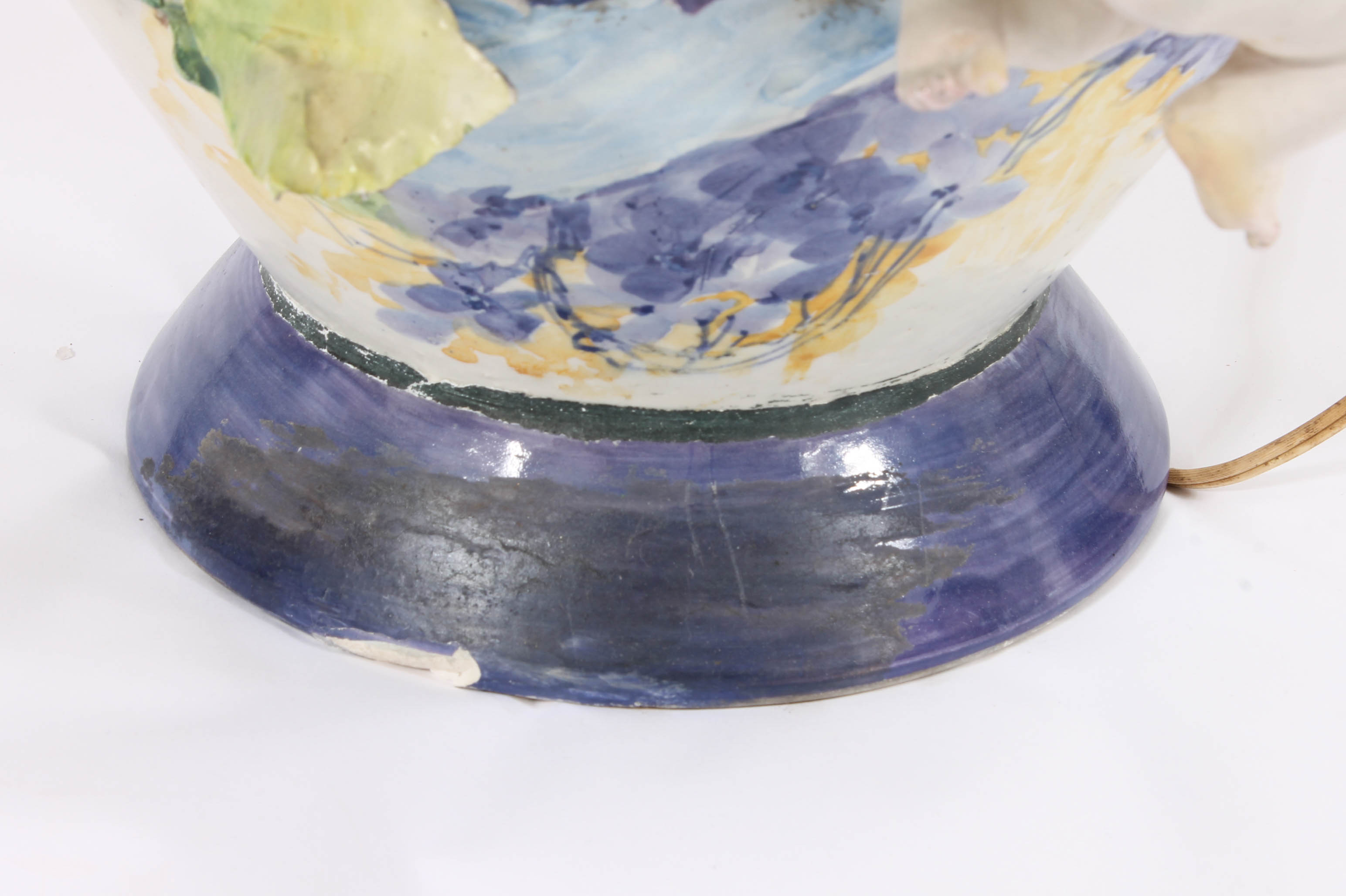 Modern Dresden-Style Hand Painted Ceramic Lamp