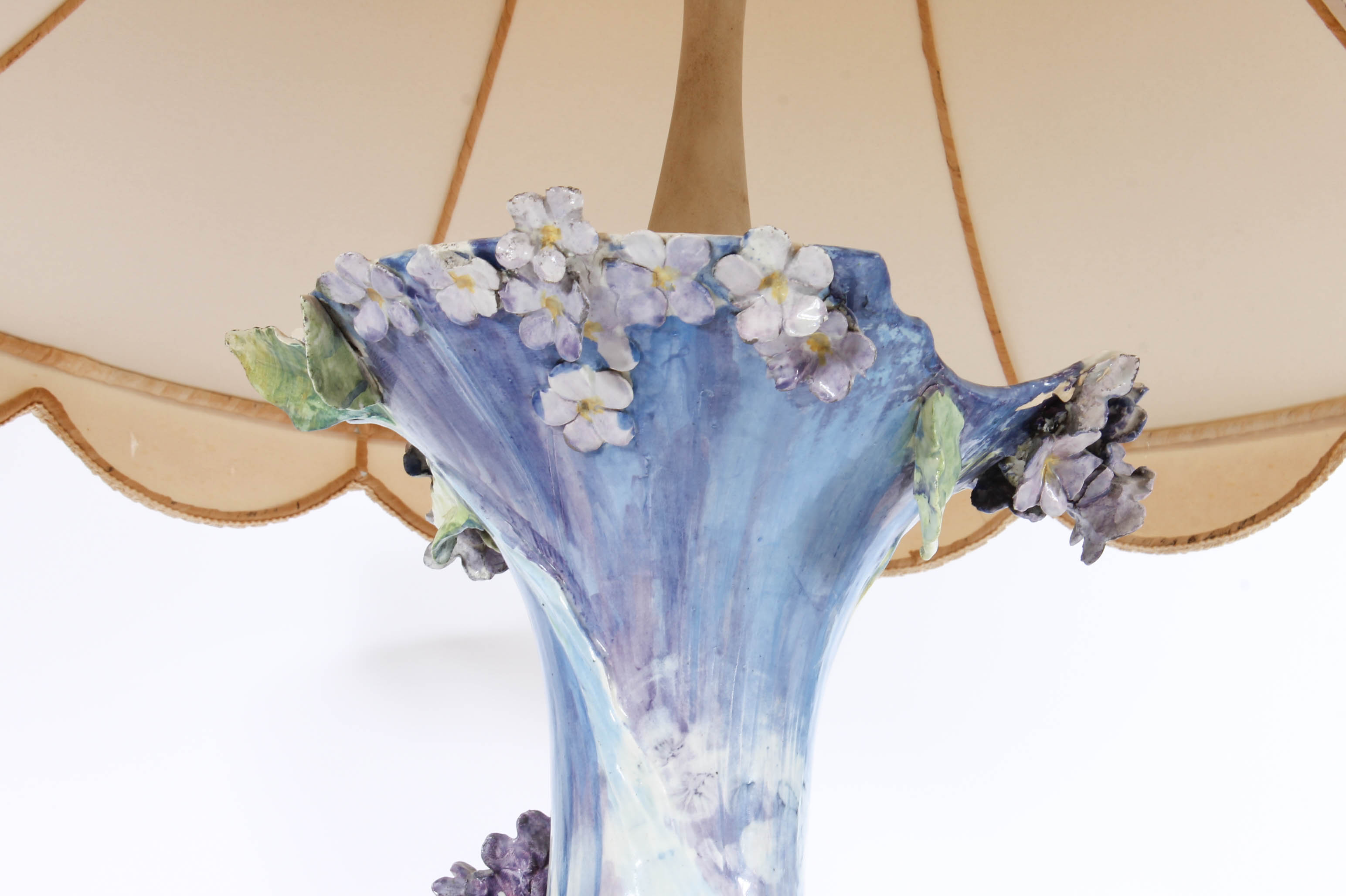 Modern Dresden-Style Hand Painted Ceramic Lamp