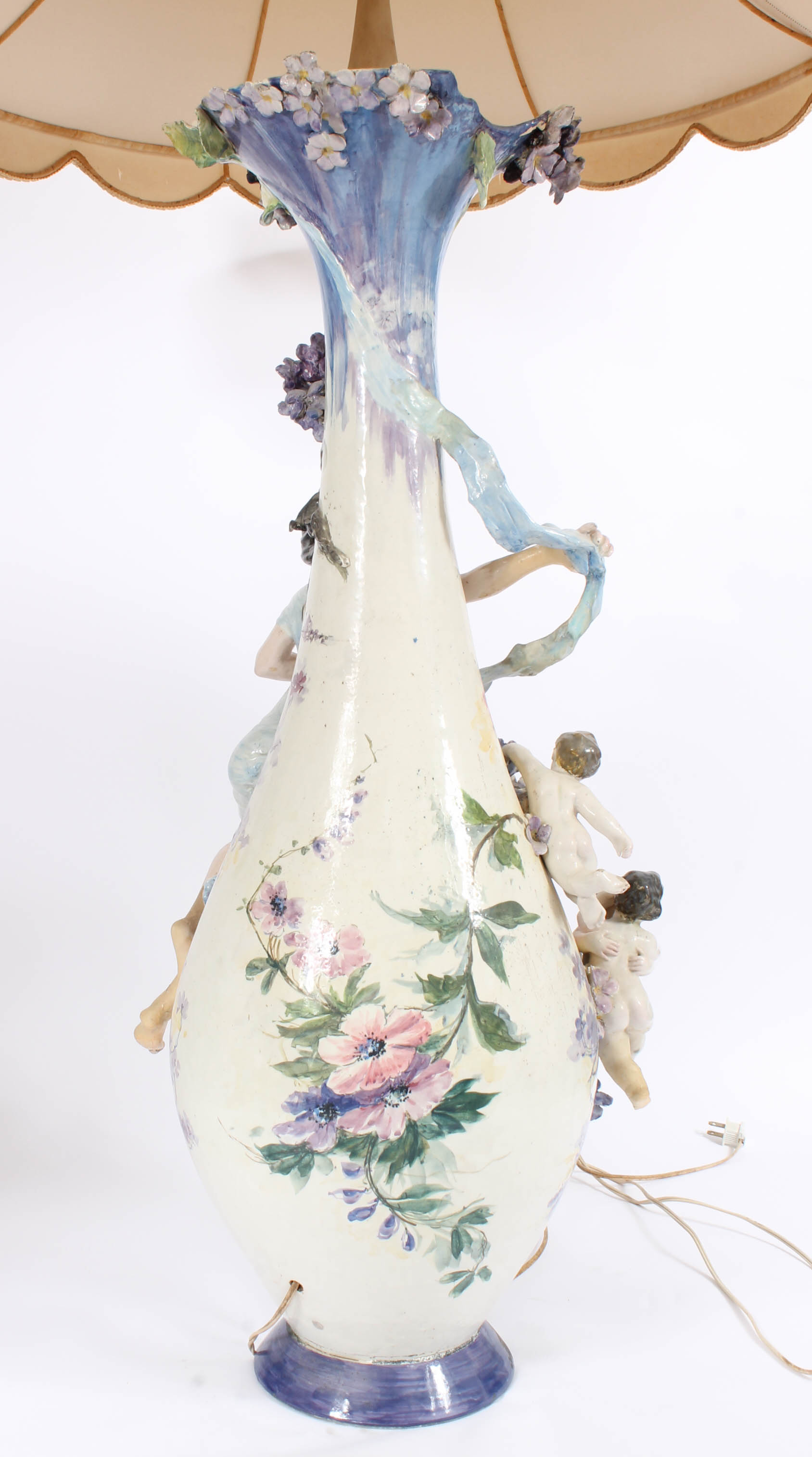 Modern Dresden-Style Hand Painted Ceramic Lamp