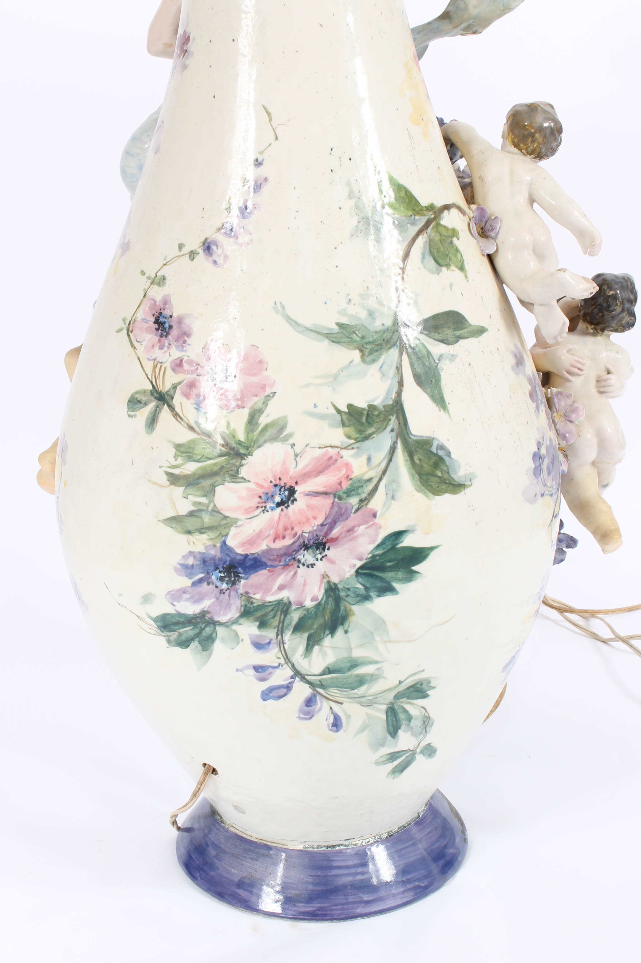 Modern Dresden-Style Hand Painted Ceramic Lamp