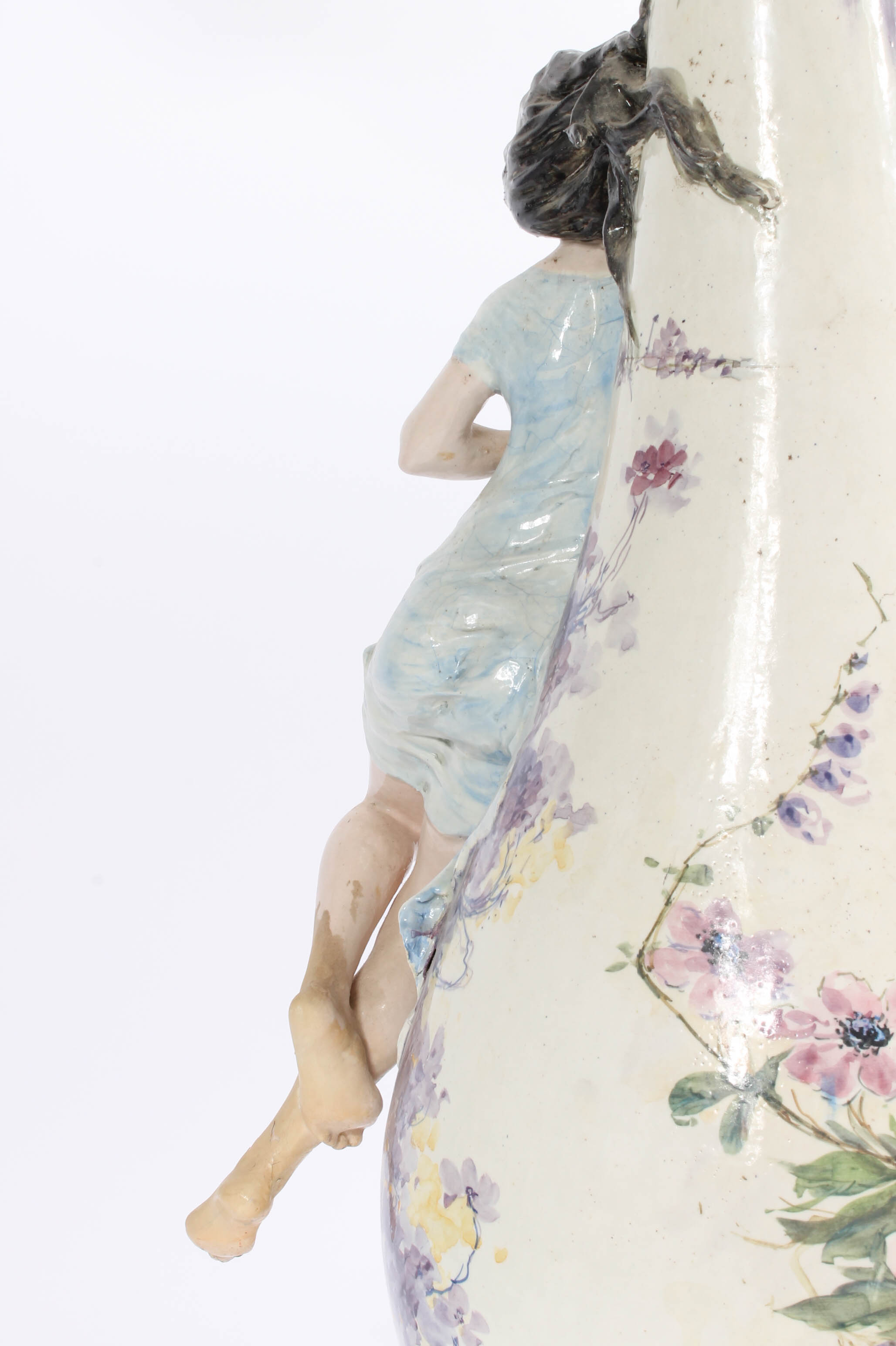 Modern Dresden-Style Hand Painted Ceramic Lamp