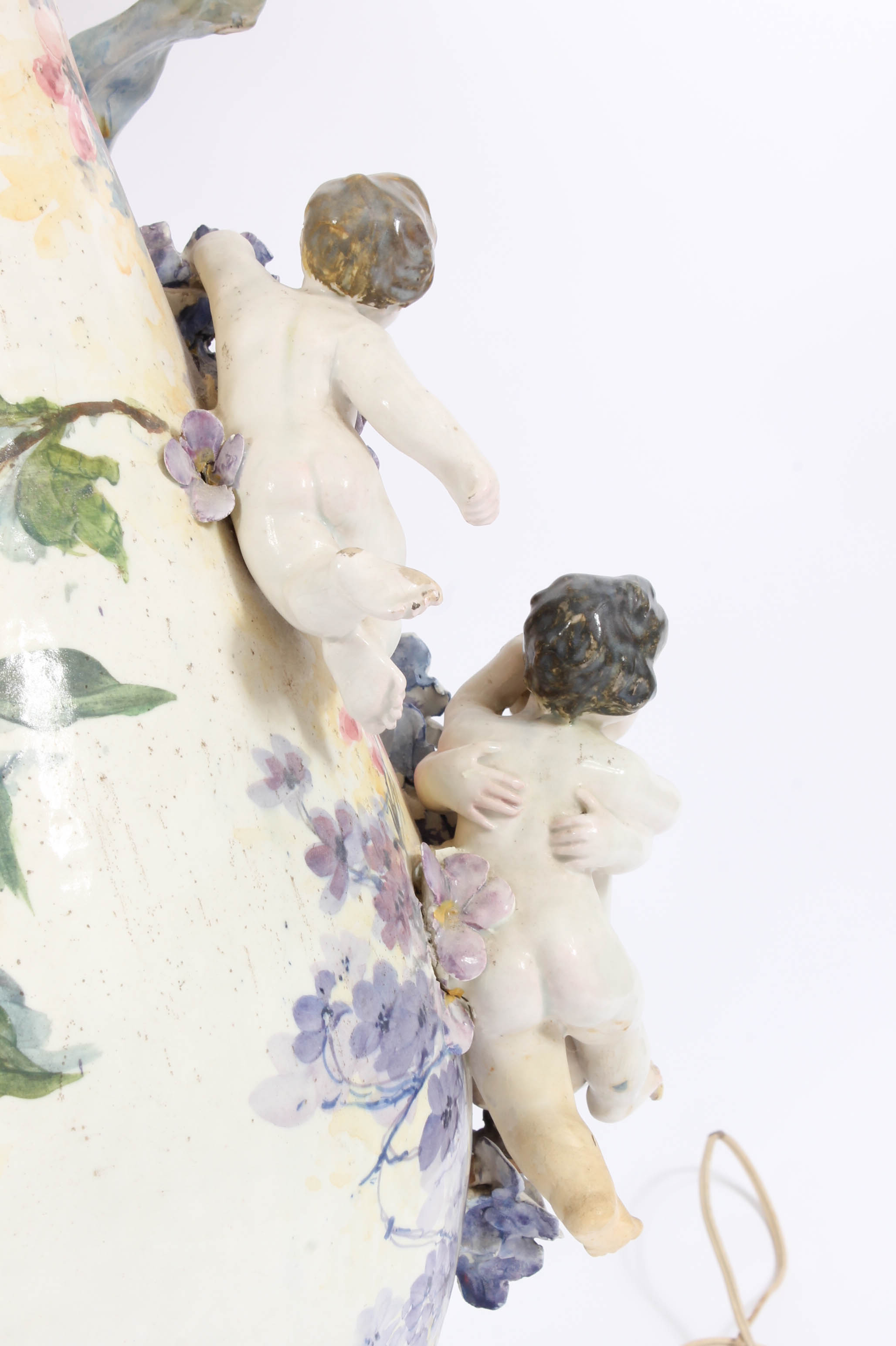 Modern Dresden-Style Hand Painted Ceramic Lamp