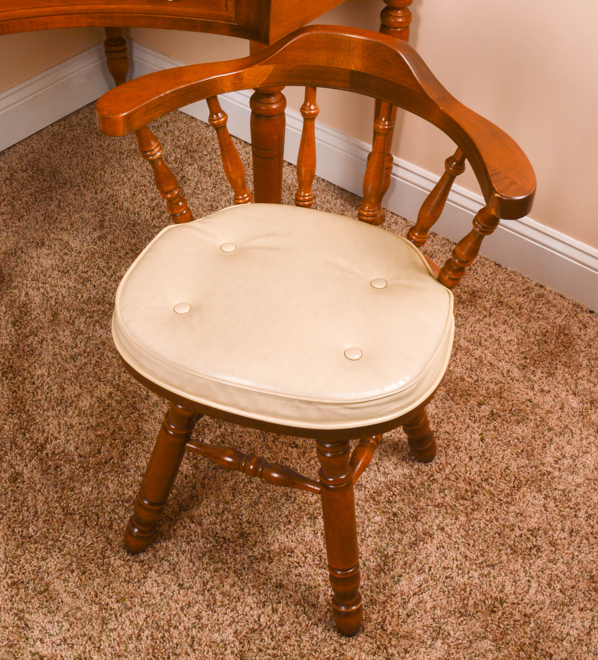 Heywood-Wakefield Corner Cabinet With Matching Chair