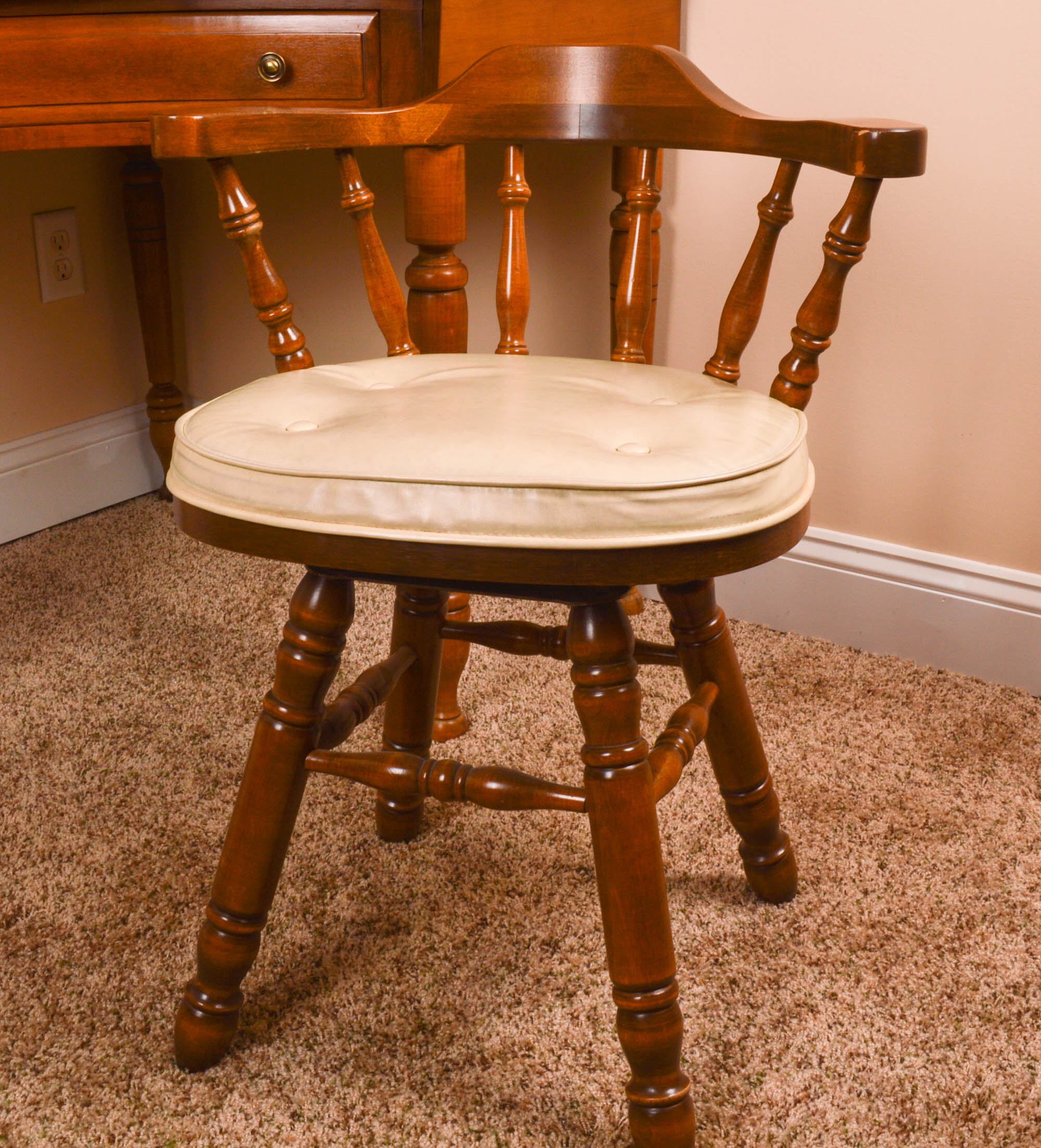 Heywood-Wakefield Corner Cabinet With Matching Chair
