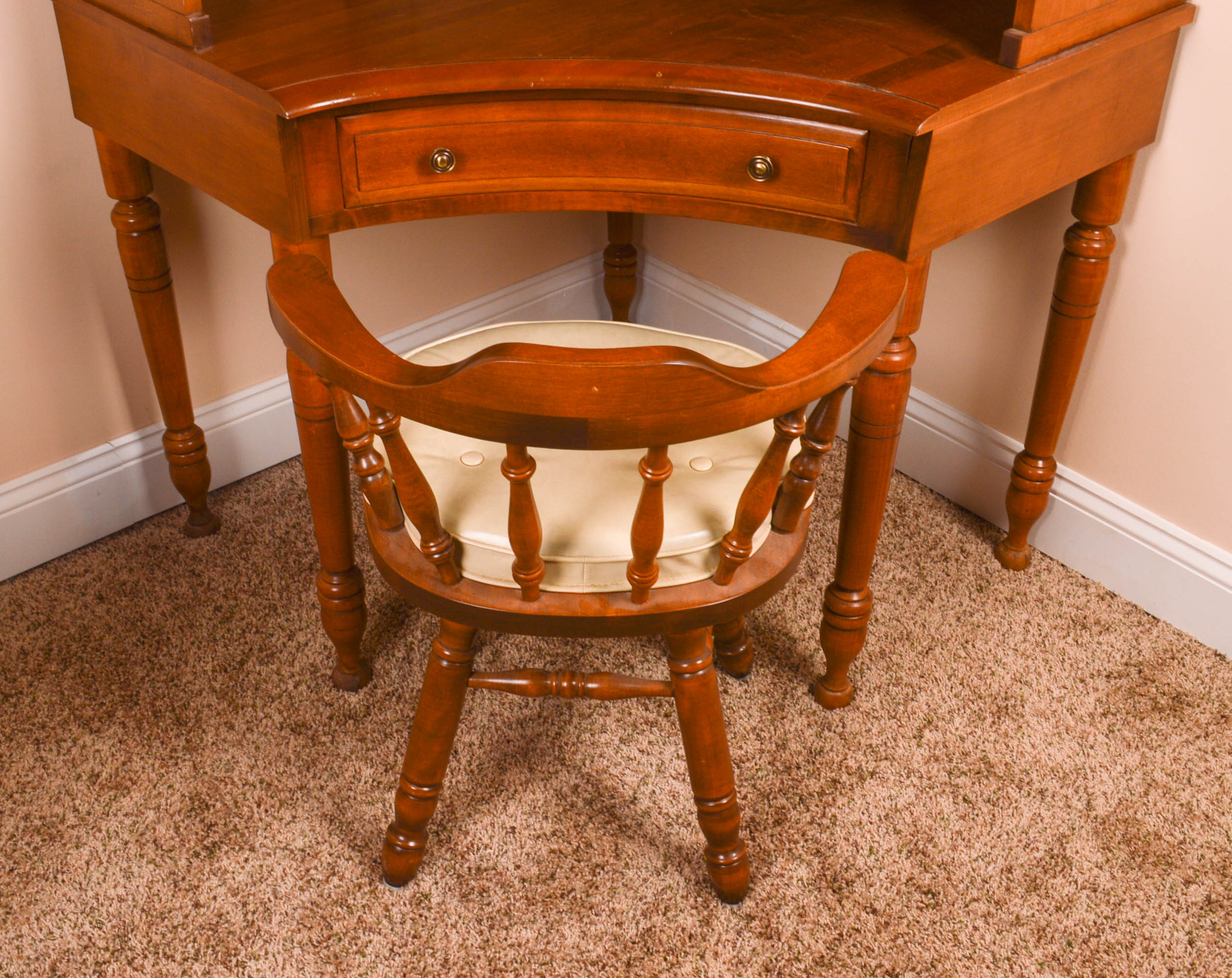 Heywood-Wakefield Corner Cabinet With Matching Chair