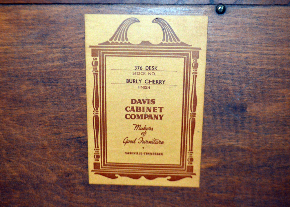 Vintage Solid Cherry Secretary Desk by Davis Cabinet Company