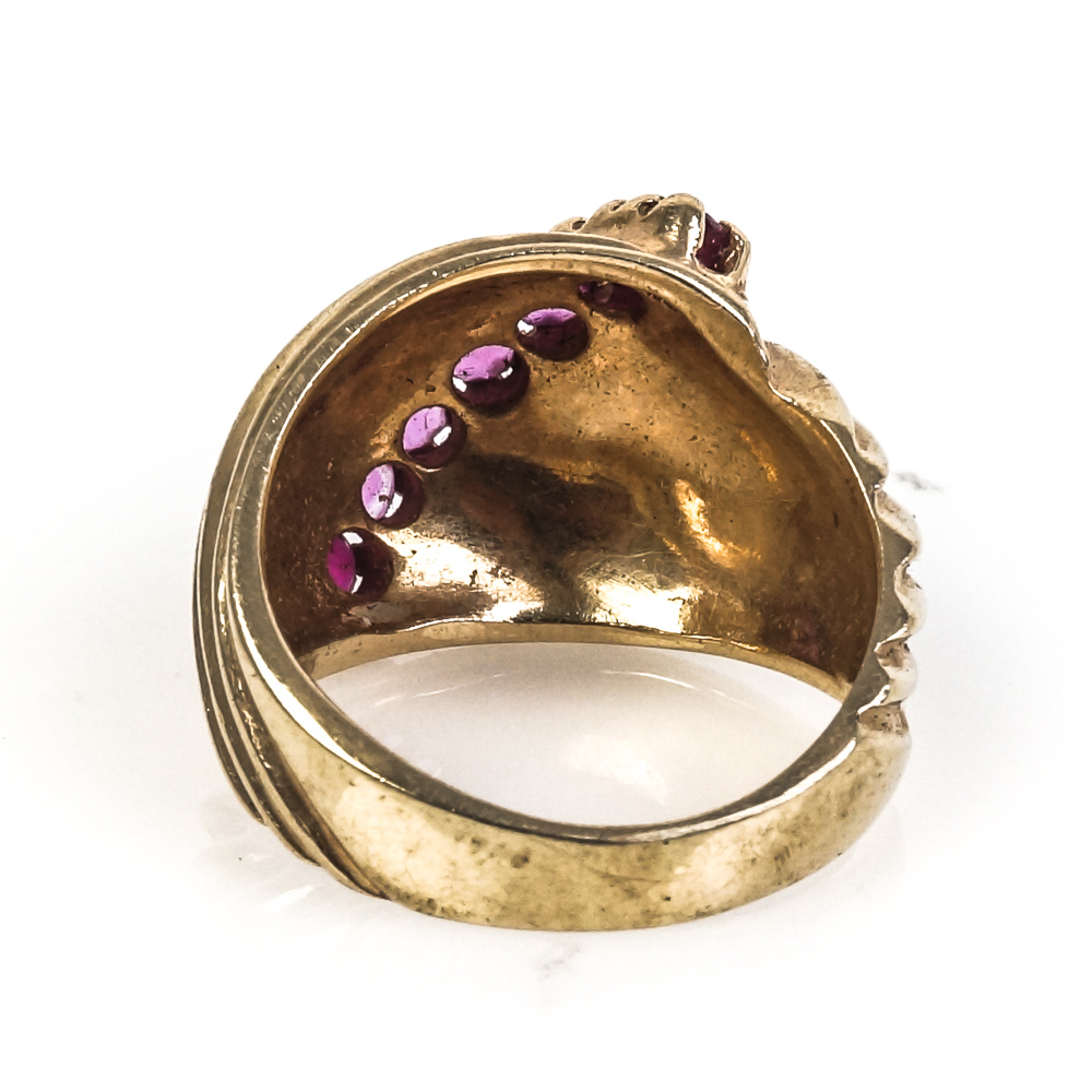 14K Yellow Gold and Ruby Bypass Ring