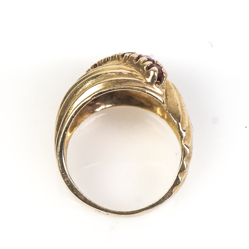 14K Yellow Gold and Ruby Bypass Ring