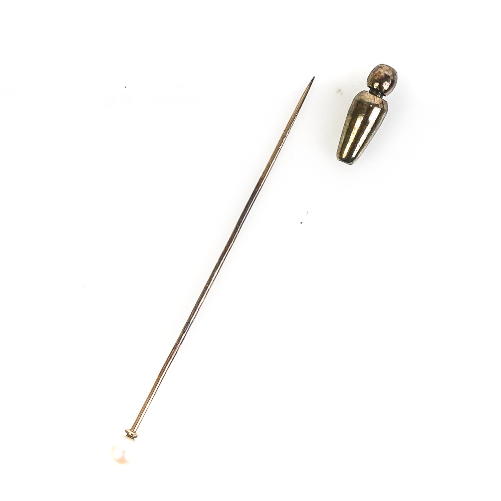 Vintage 14K Yellow Gold and Cultured Pearl Stick Pins