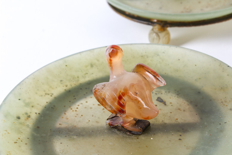 Serpentine, Chalcedony, and Pink Jade Trinket Dishes