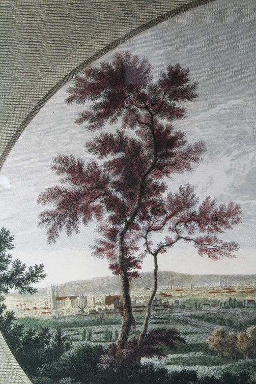 Antique Hand Colored Engraved Print of Carriage in the Countryside