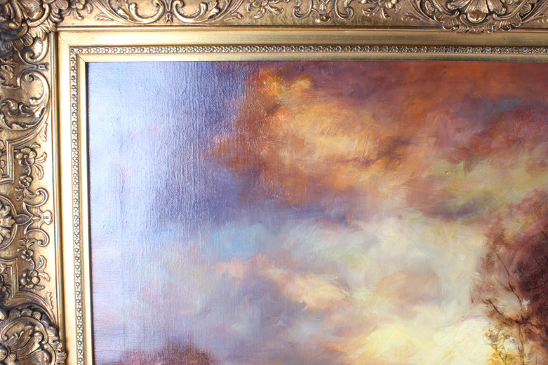 Charles P. Appel Oil Painting on Canvas of Landscape at Sunrise