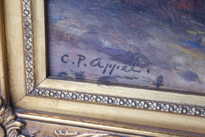 Charles P. Appel Oil Painting on Canvas of Landscape at Sunrise