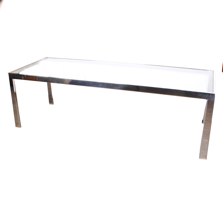 Contemporary Metal and Glass Top Coffee Table