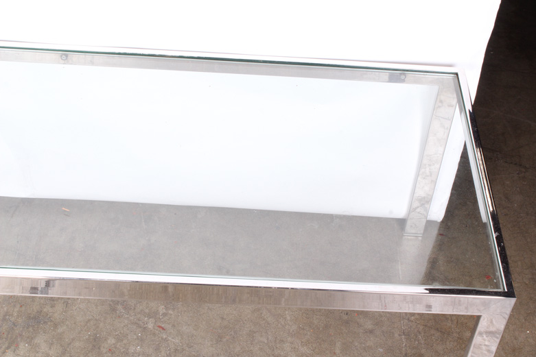 Contemporary Metal and Glass Top Coffee Table