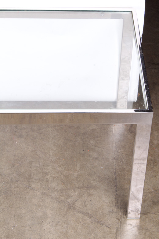 Contemporary Metal and Glass Top Coffee Table