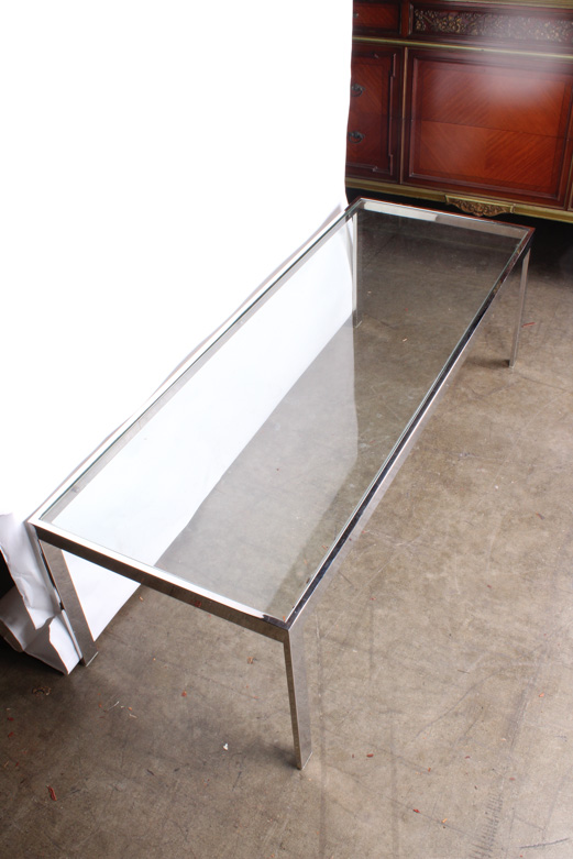Contemporary Metal and Glass Top Coffee Table