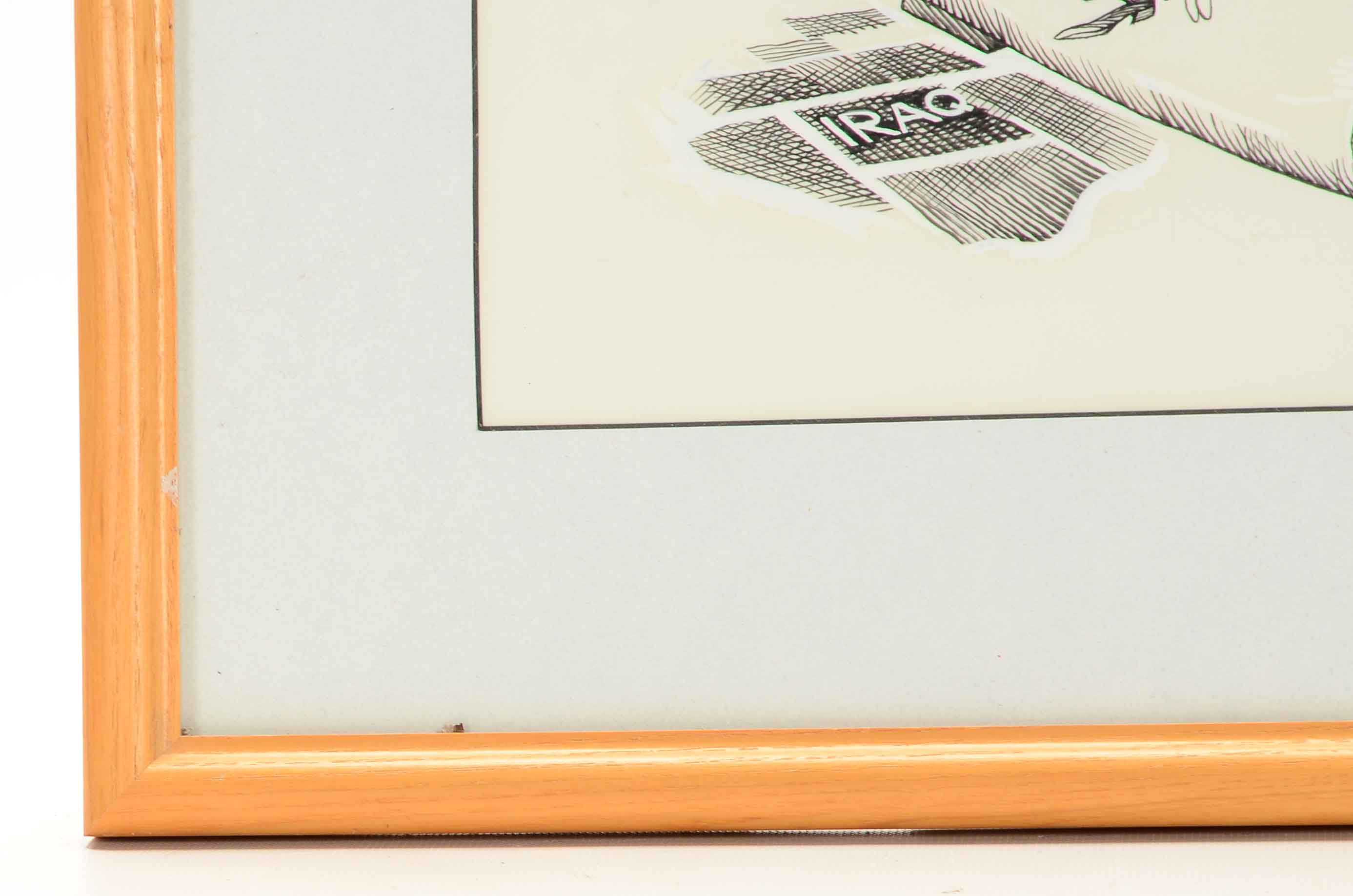 Jeff Stahler Original 1993 Ink Cartoon Illustration Prototype for The Cincinnati Post