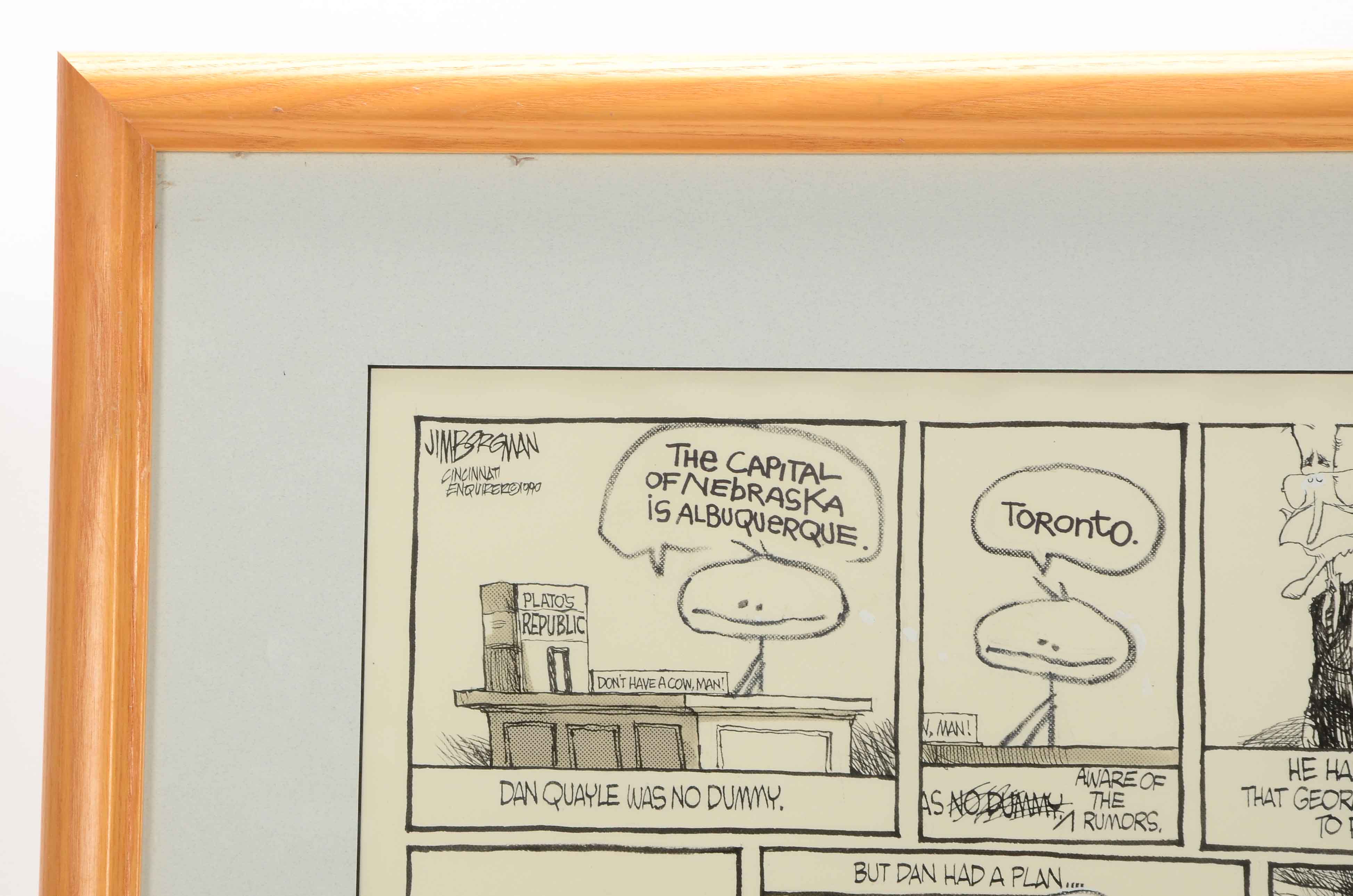 Jim Borgman Original 1990 Ink Cartoon Illustration Prototype for Cincinnati Enquirer